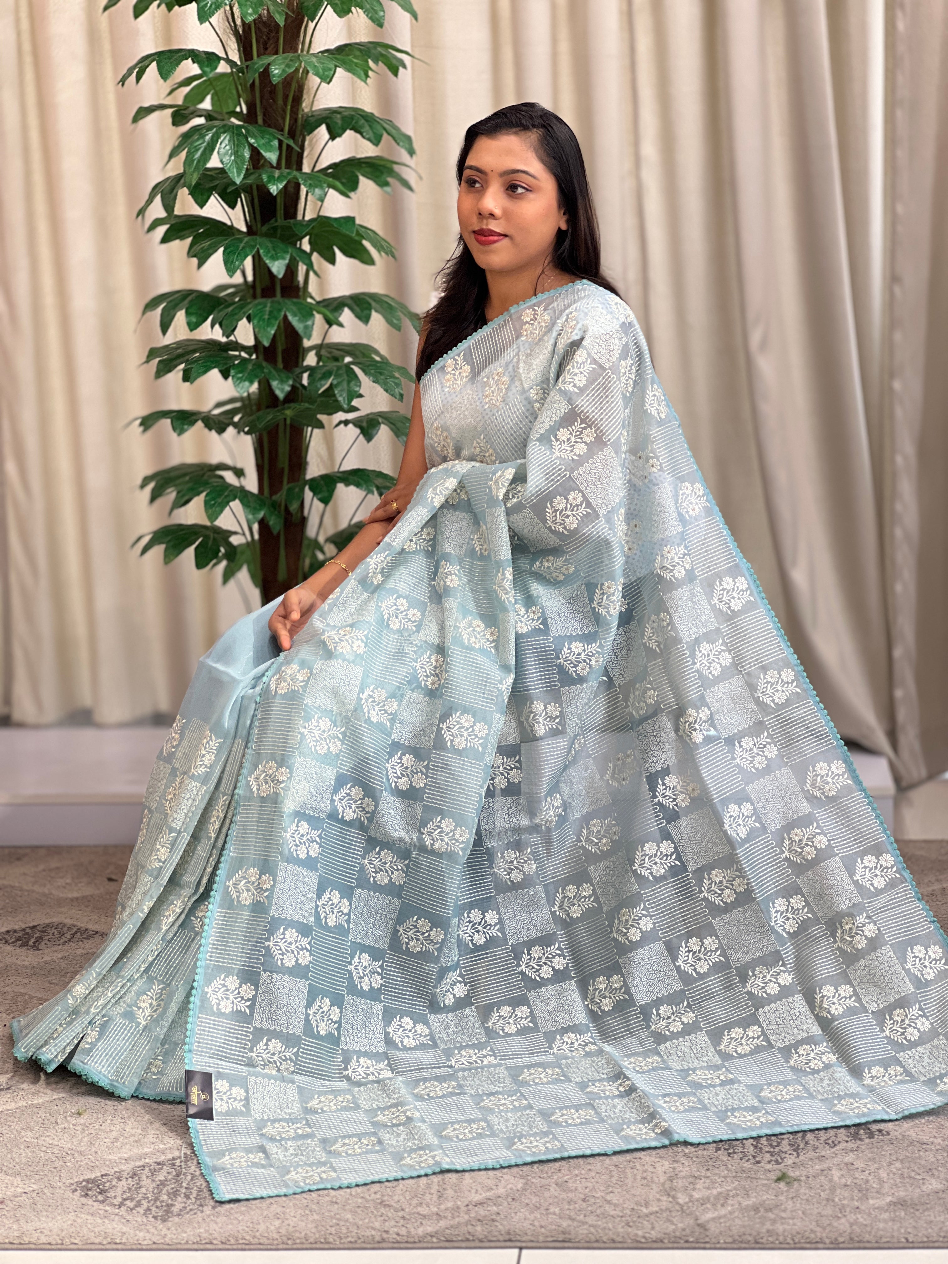 Embroidered Pattern Organza Saree | MB145