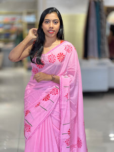 Block Printed Soft Cotton Saree | SFA125