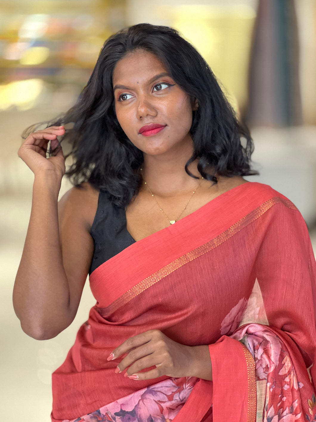 Floral Digital Print Detailed Chanderi Saree | RGD414