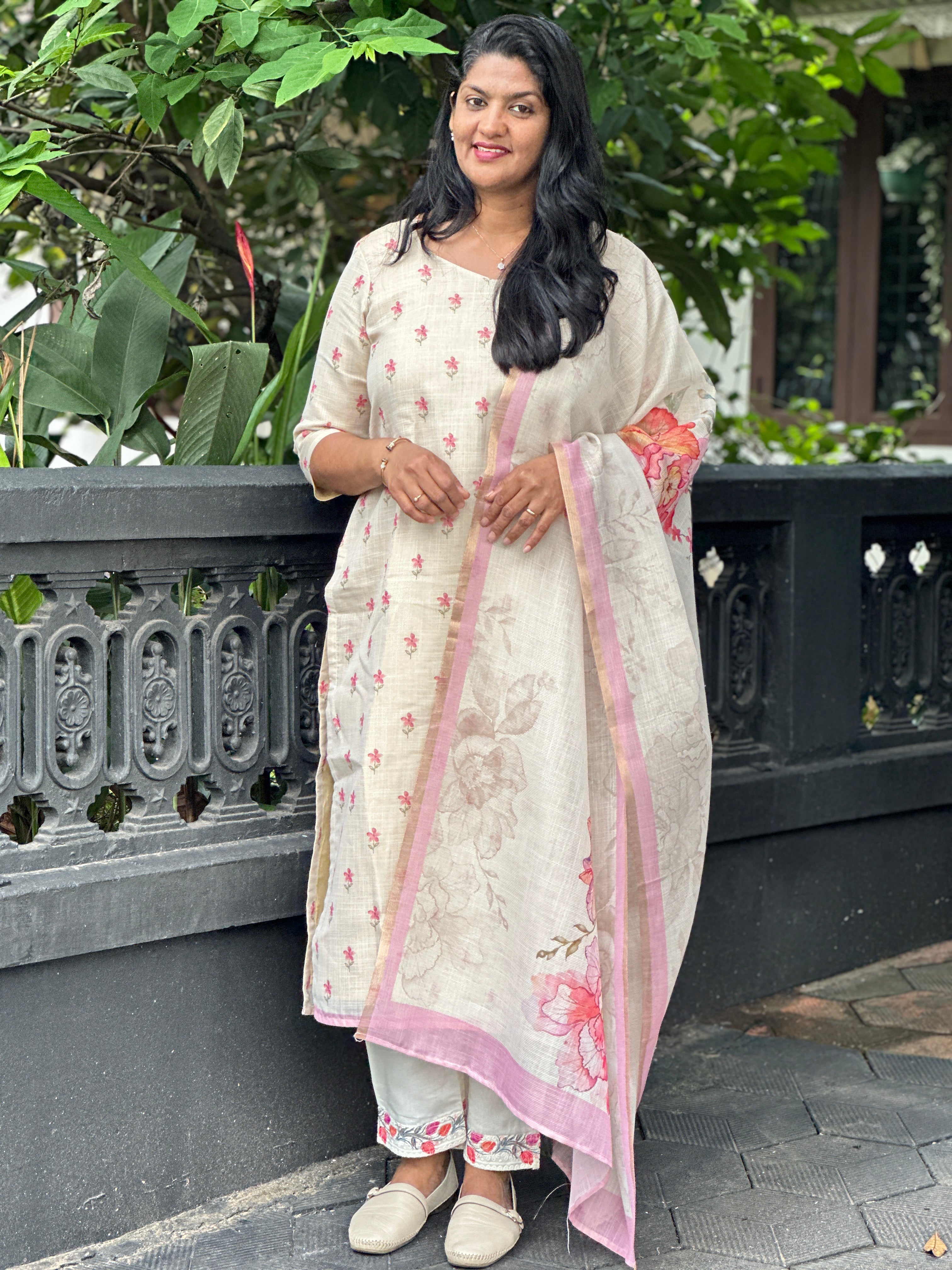 Floral Printed Tissue Finish Unstitched Salwar Set (Without Bottom) | SSN478