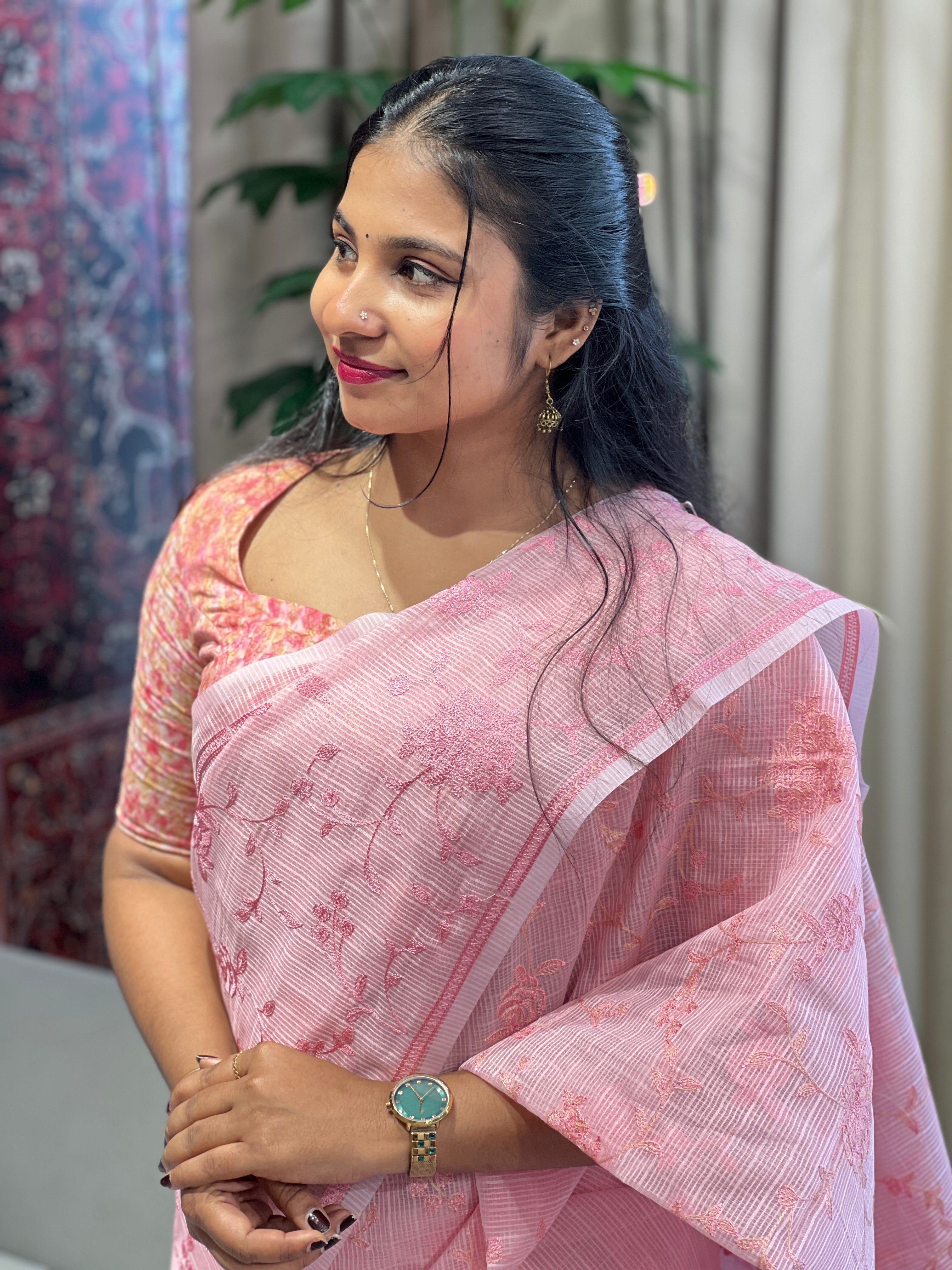 Lucknowi Inspired Embroidery Detailed Kota Saree | YNG833