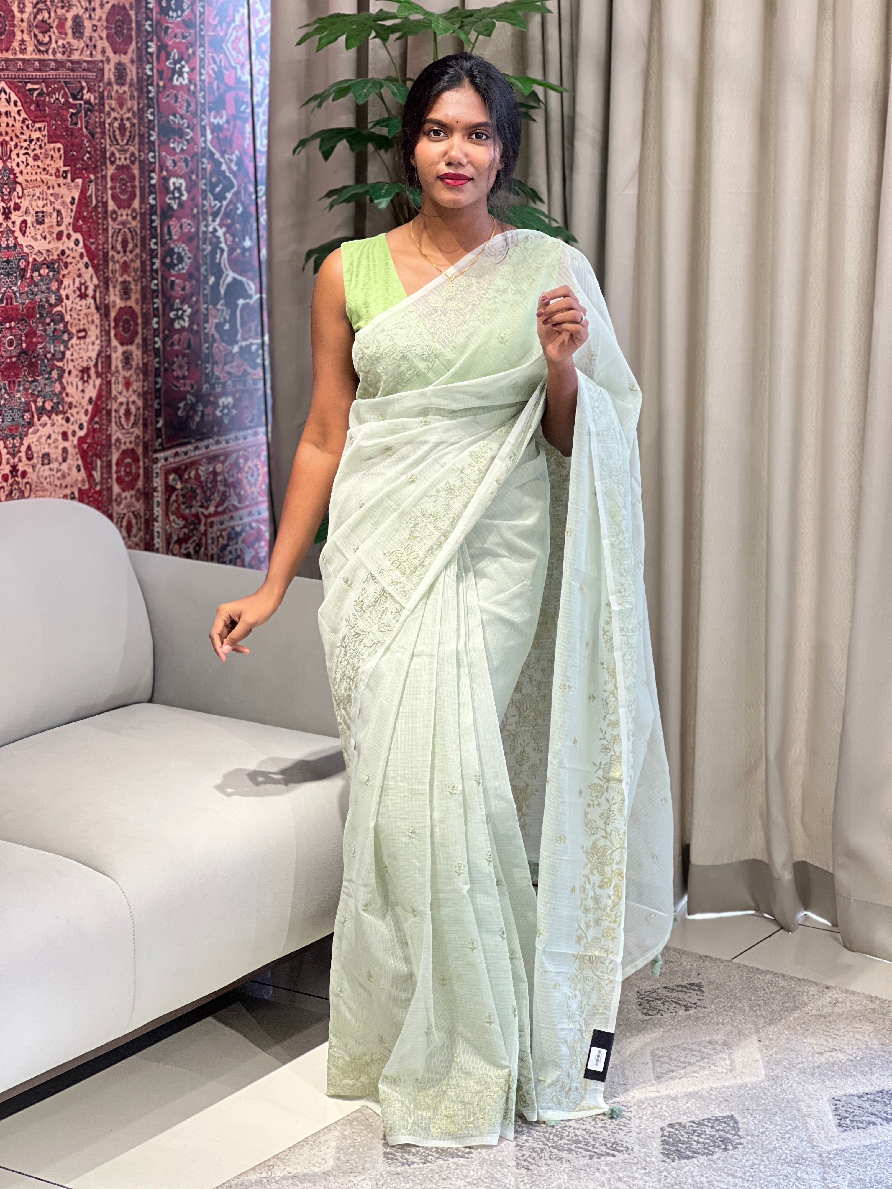 Floral Machine Embroidery Kota Saree | YNG826