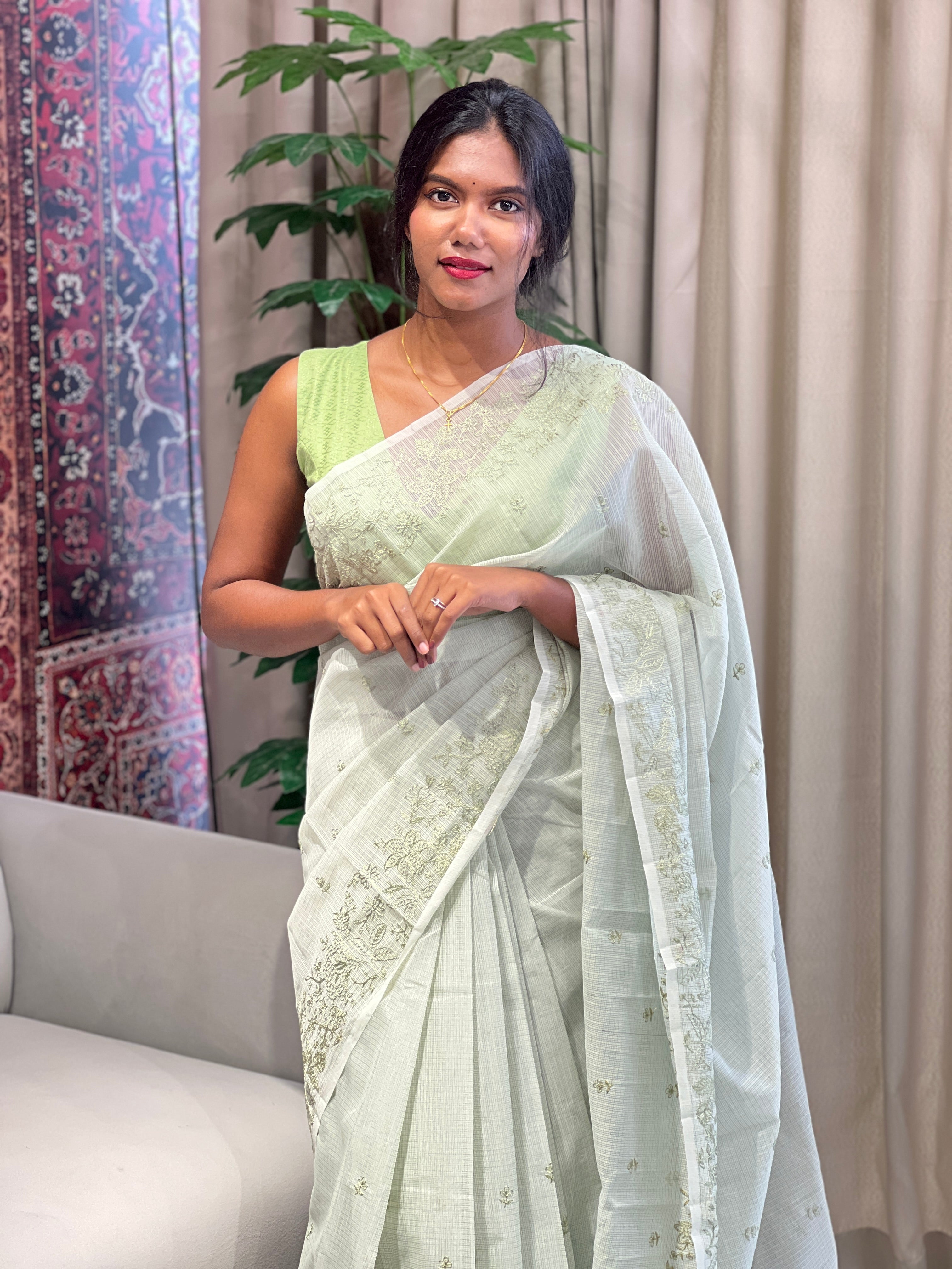 Floral Machine Embroidery Kota Saree | YNG826