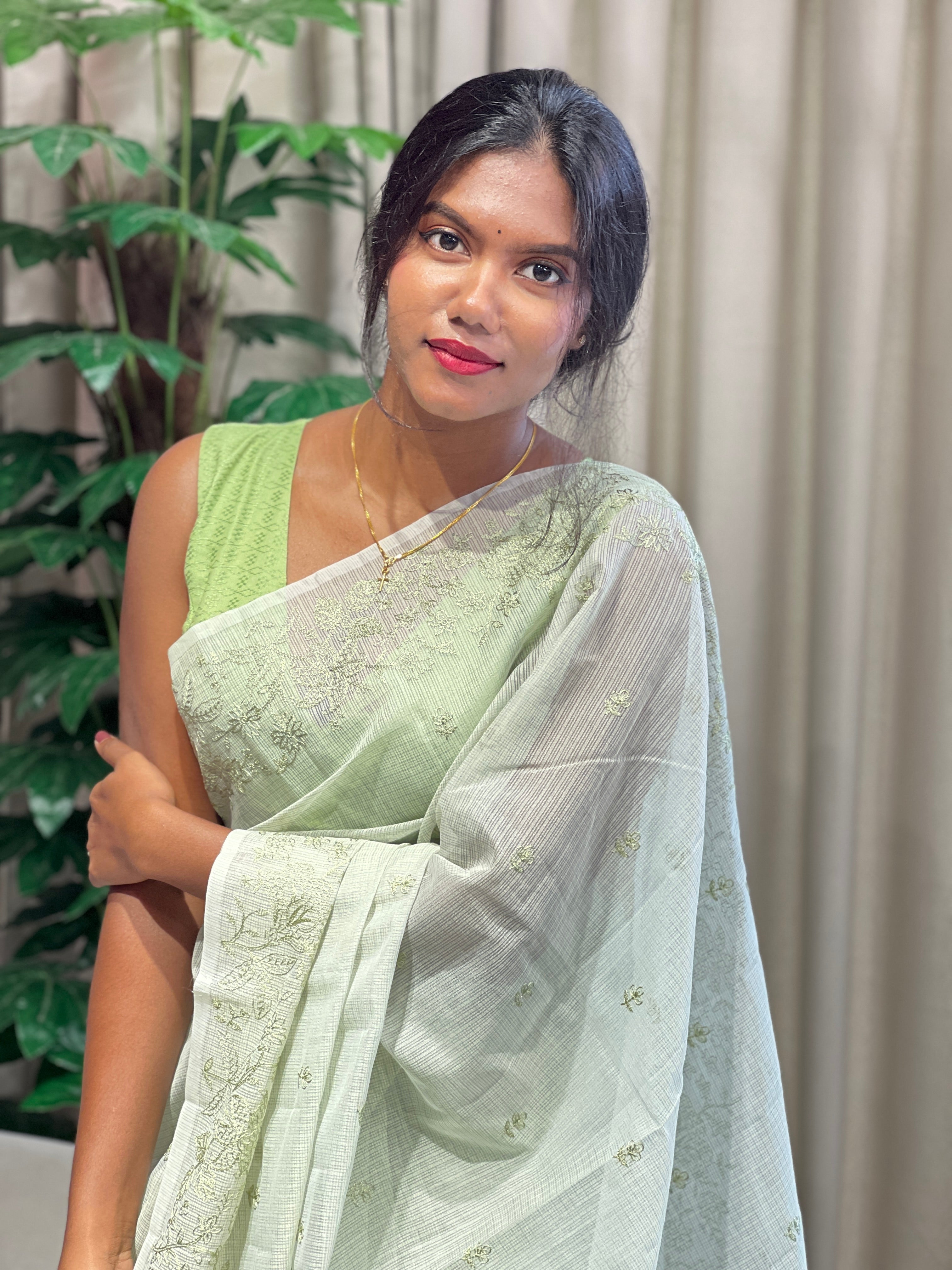 Floral Machine Embroidery Kota Saree | YNG826