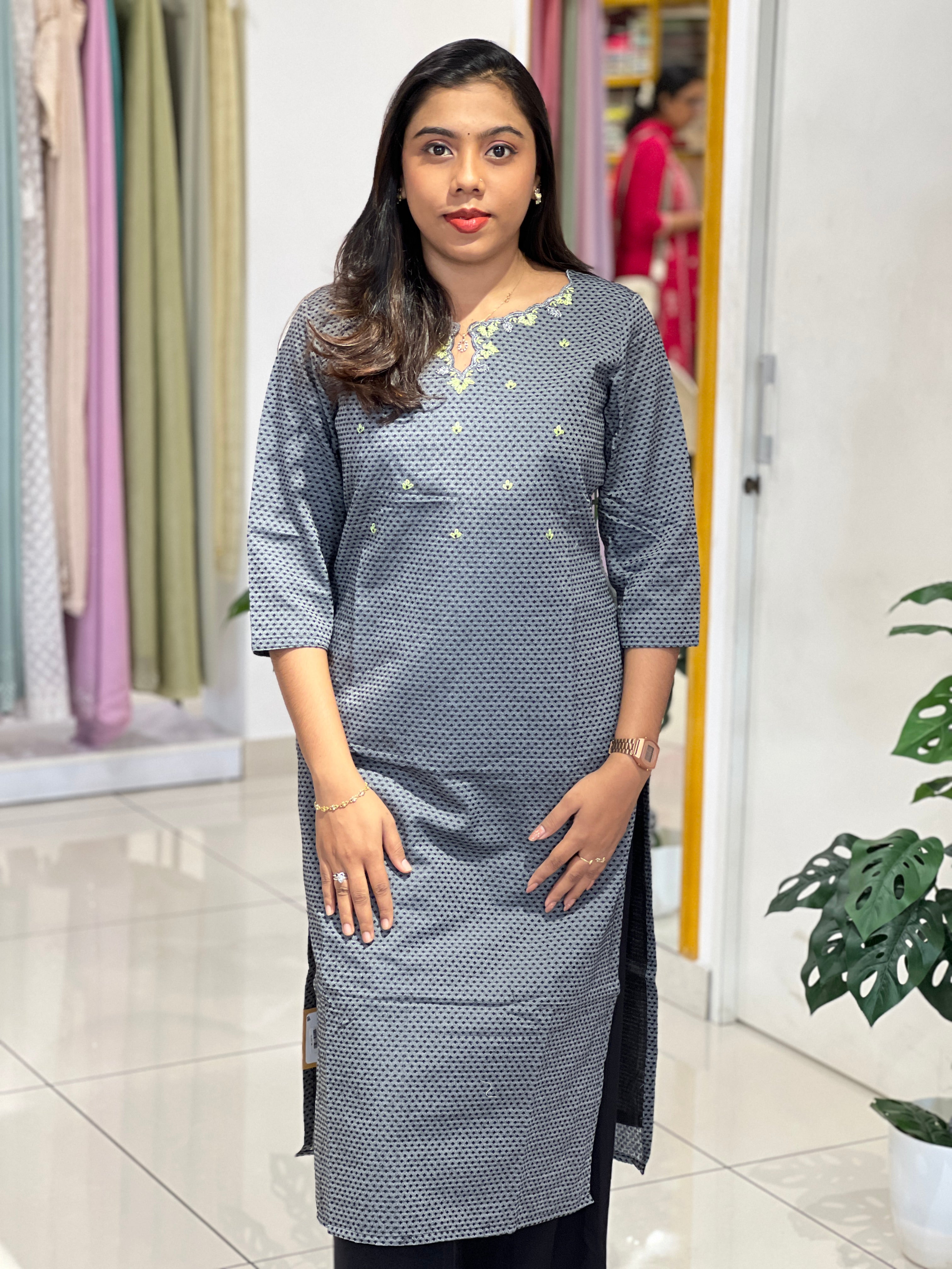 Thread Woven Cotton Kurta | IHP188