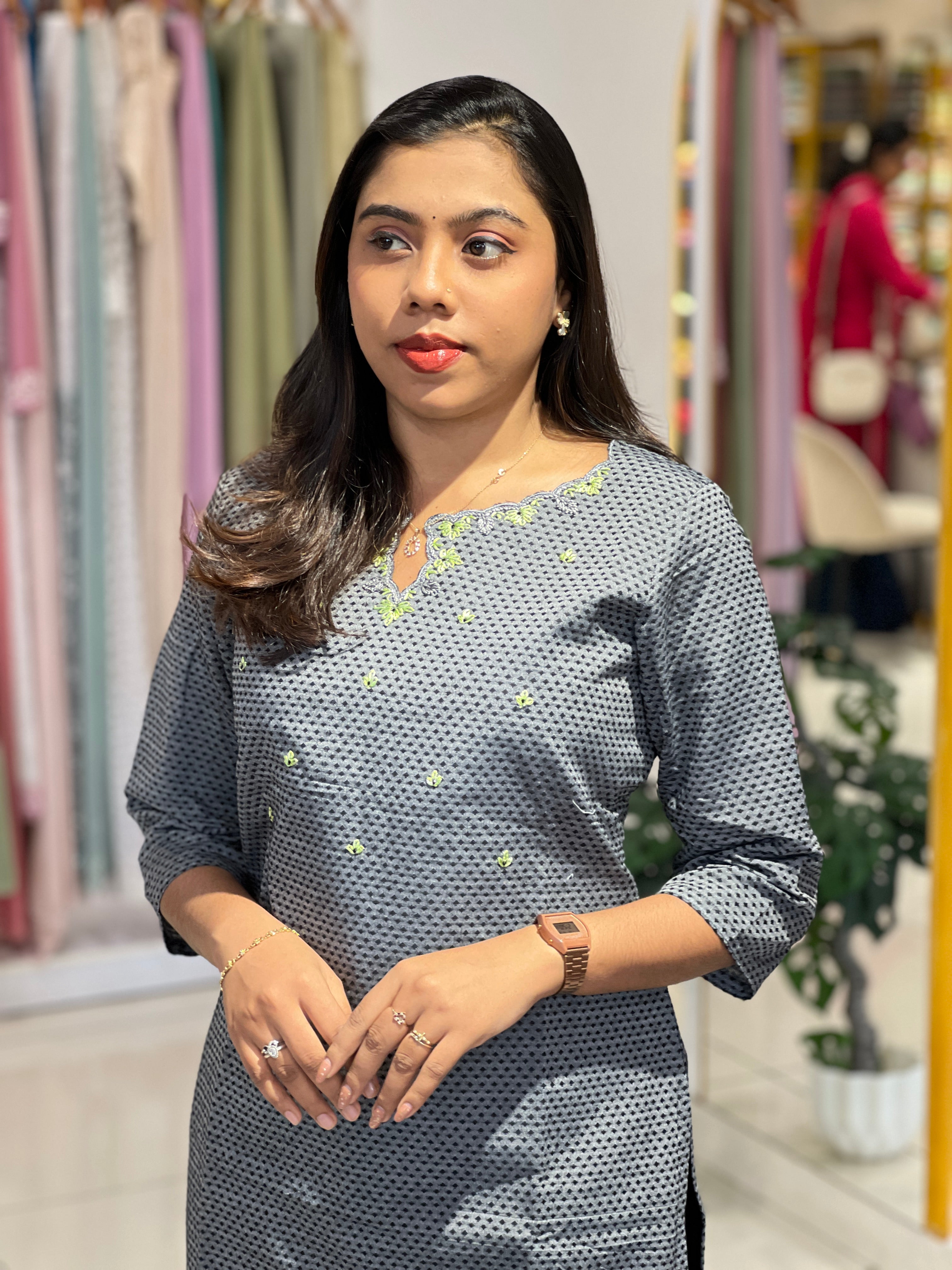 Thread Woven Cotton Kurta | IHP188