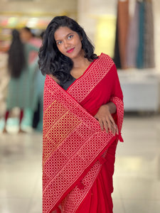 Geometric Print Detailed Mul Cotton Saree | SFA122