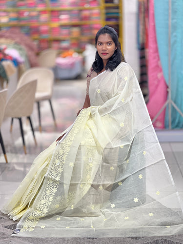 Floral Machine Embroidered Kota Saree | VNC171