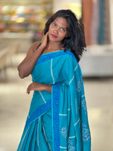 Block Print Detailed Soft Cotton Saree | SFA119