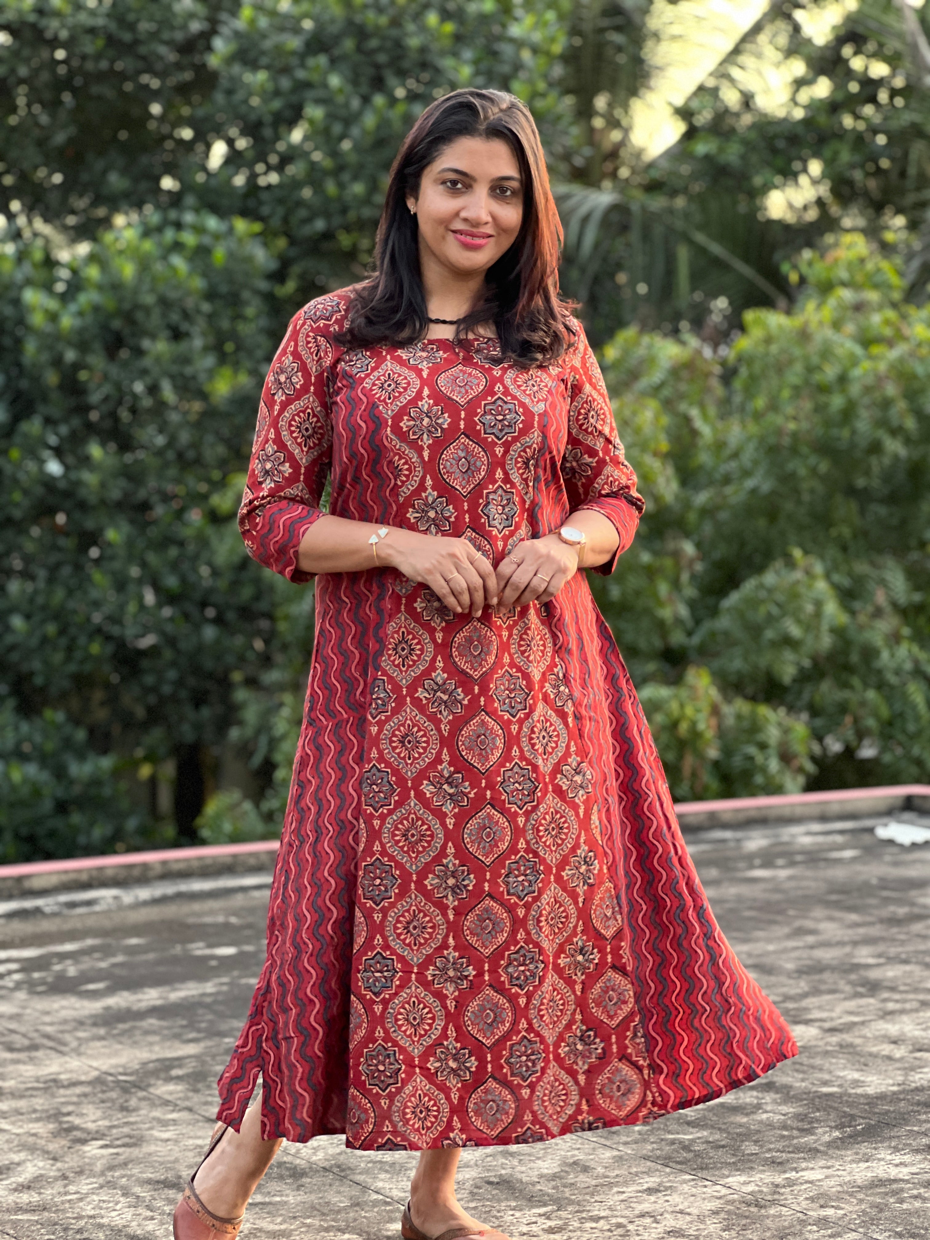Ajrak Buta and Zig Zag Print Design Cotton Stitched Kurta | DN520