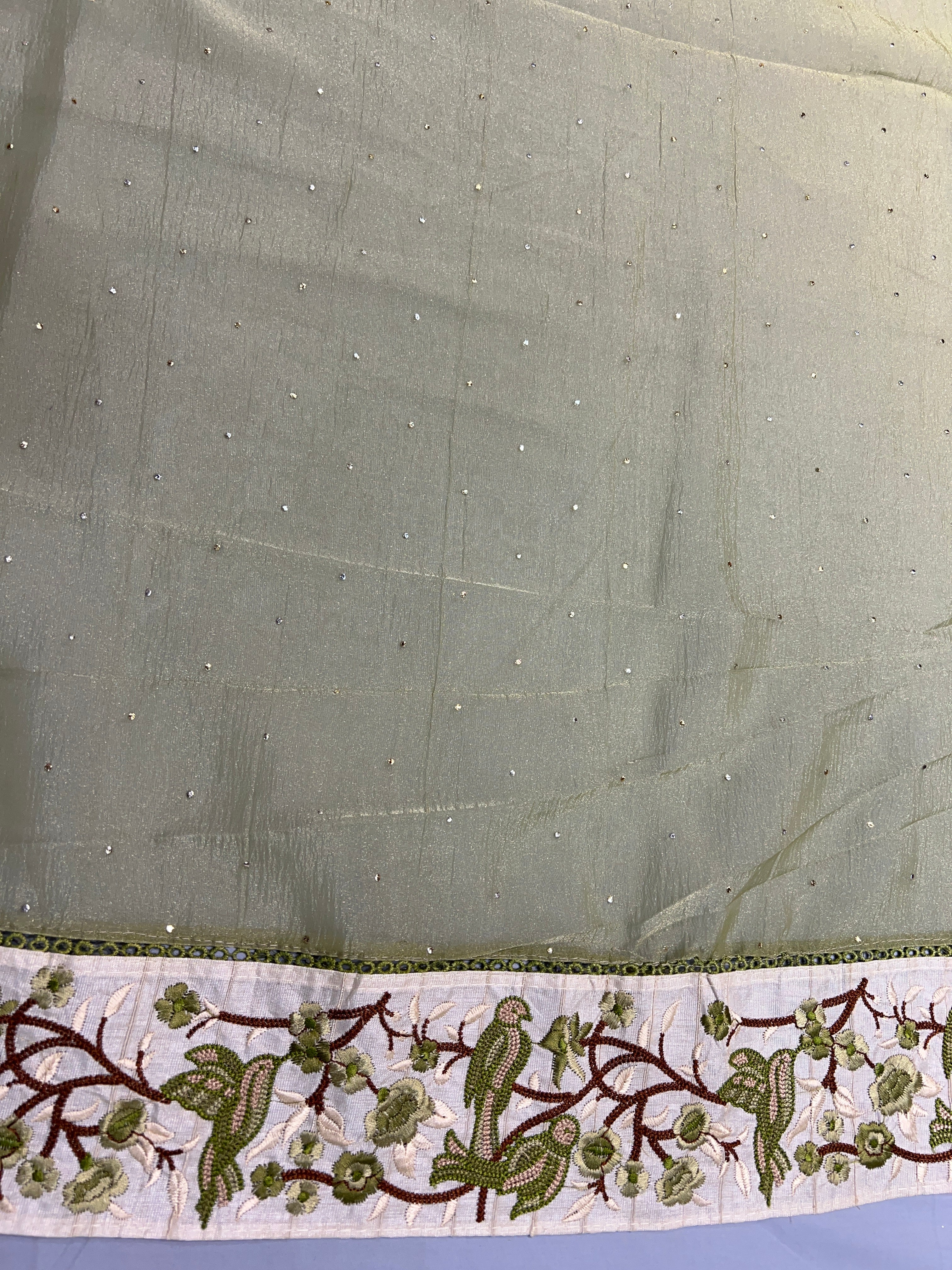 Mukaish Work Detailed Crushed Organza Saree | SUN570
