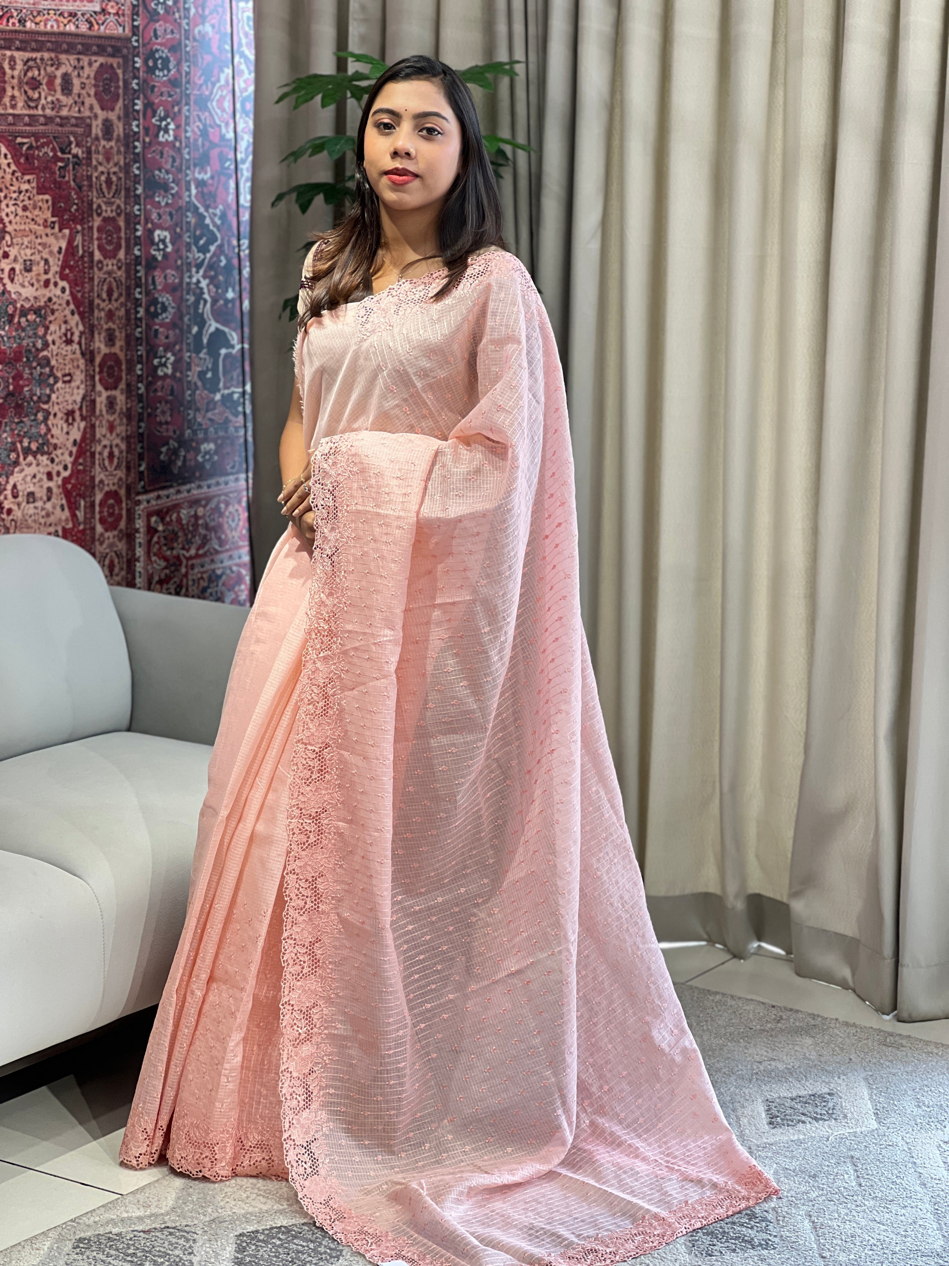 Floral Cutwork Machine Embroidery Detailed Kota Saree | BLD1855