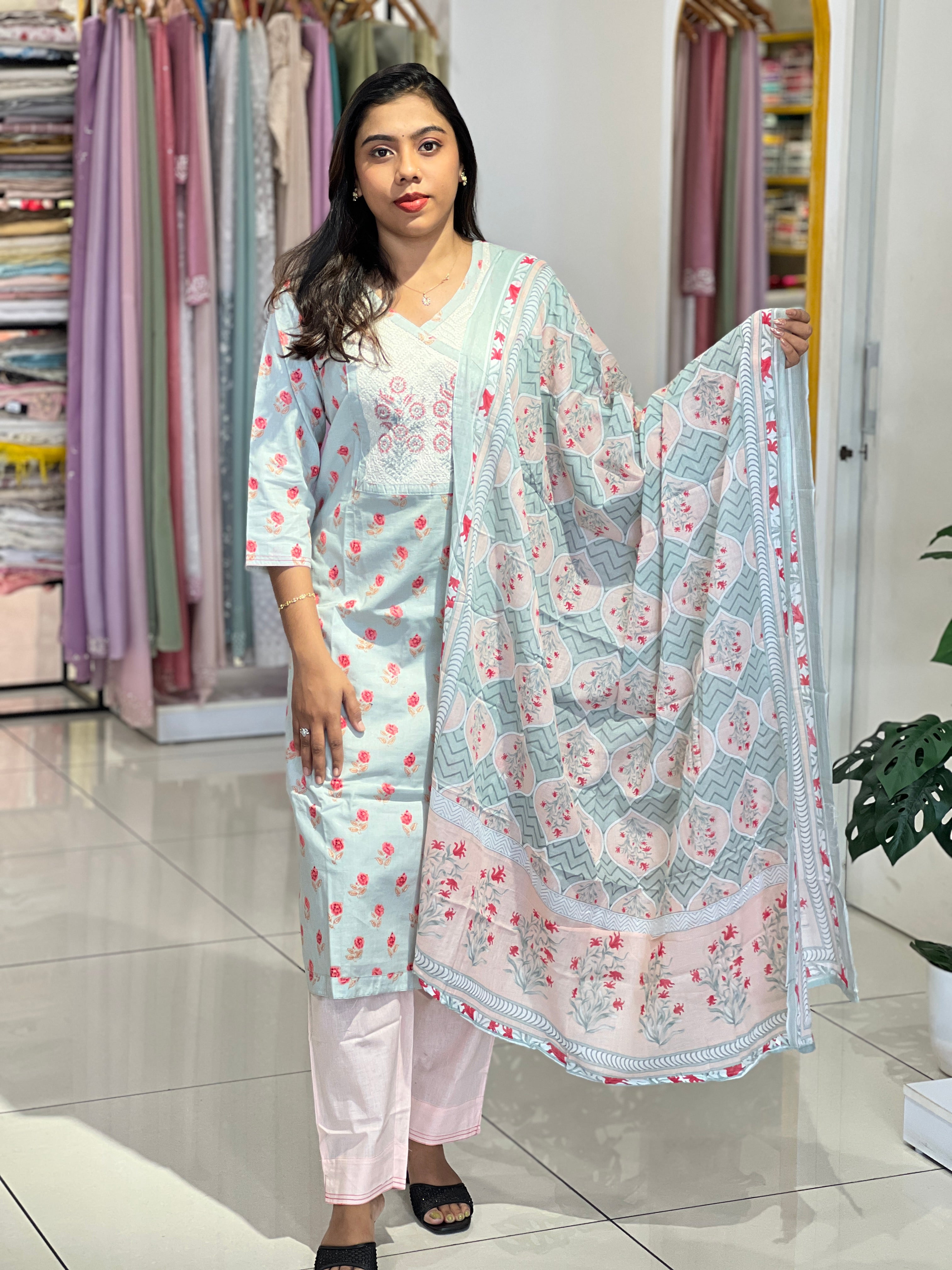 Hand Block Printed Cotton Kurta Set | IHP124