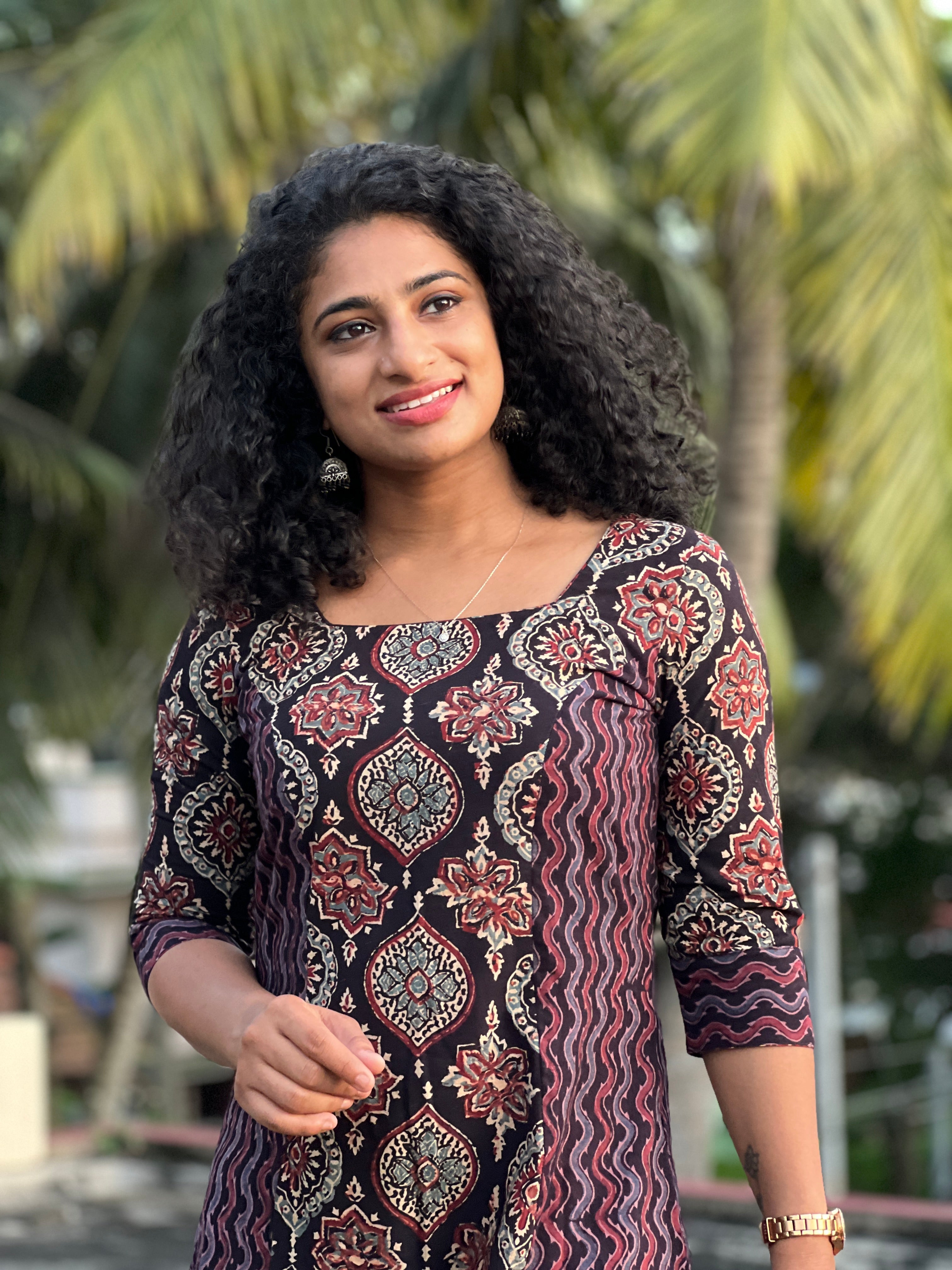 Ajrak Buta and Zig Zag Print Design Cotton Stitched Kurta | DN520