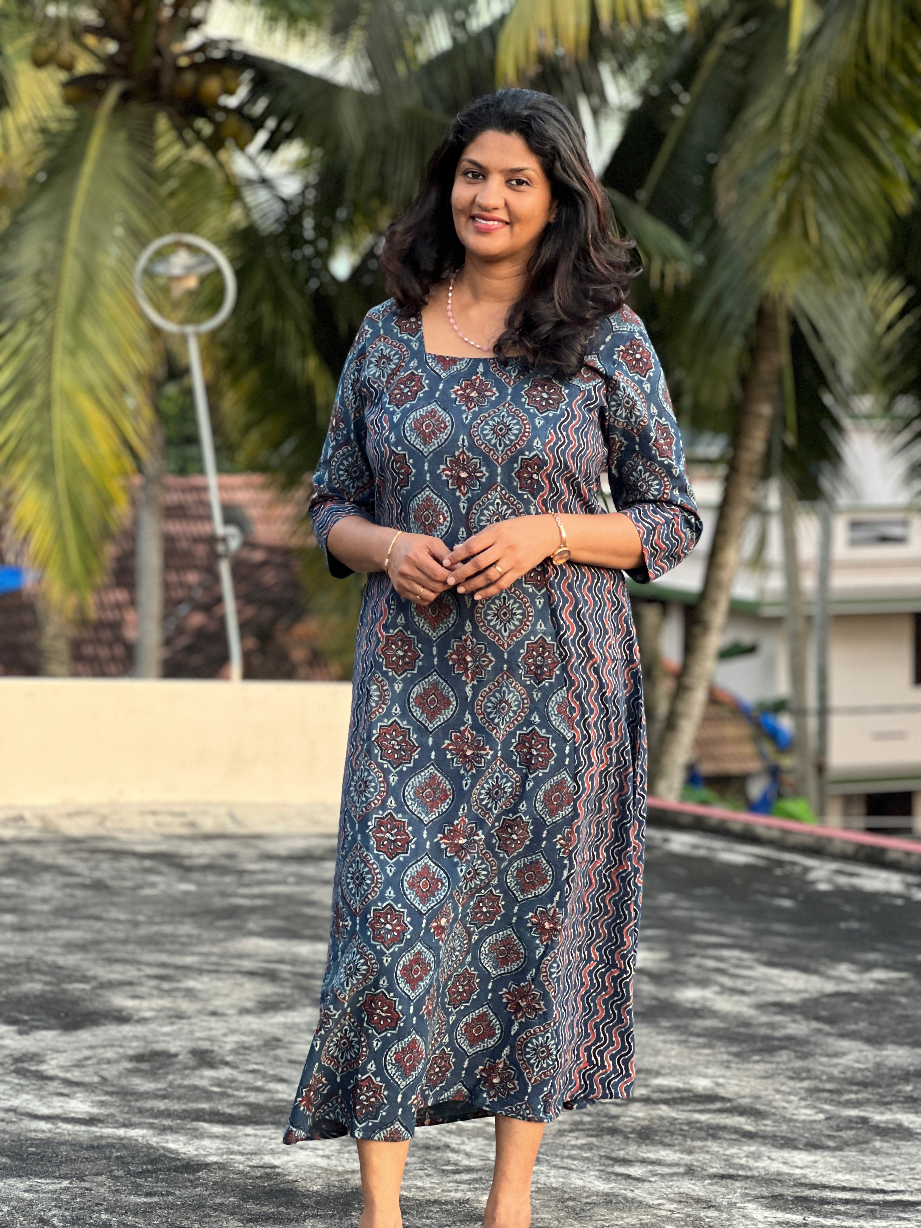 Ajrak Buta and Zig Zag Print Design Cotton Stitched Kurta | DN520