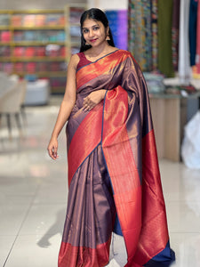 Traditional Zari Woven Brocade Patterned Semi Silk Saree | KAC152