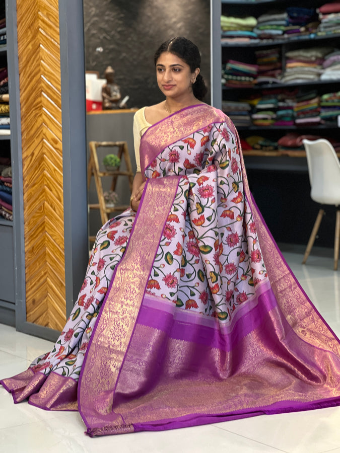 Digital Printed Kanchipuram Saree With Traditional Border | AK116