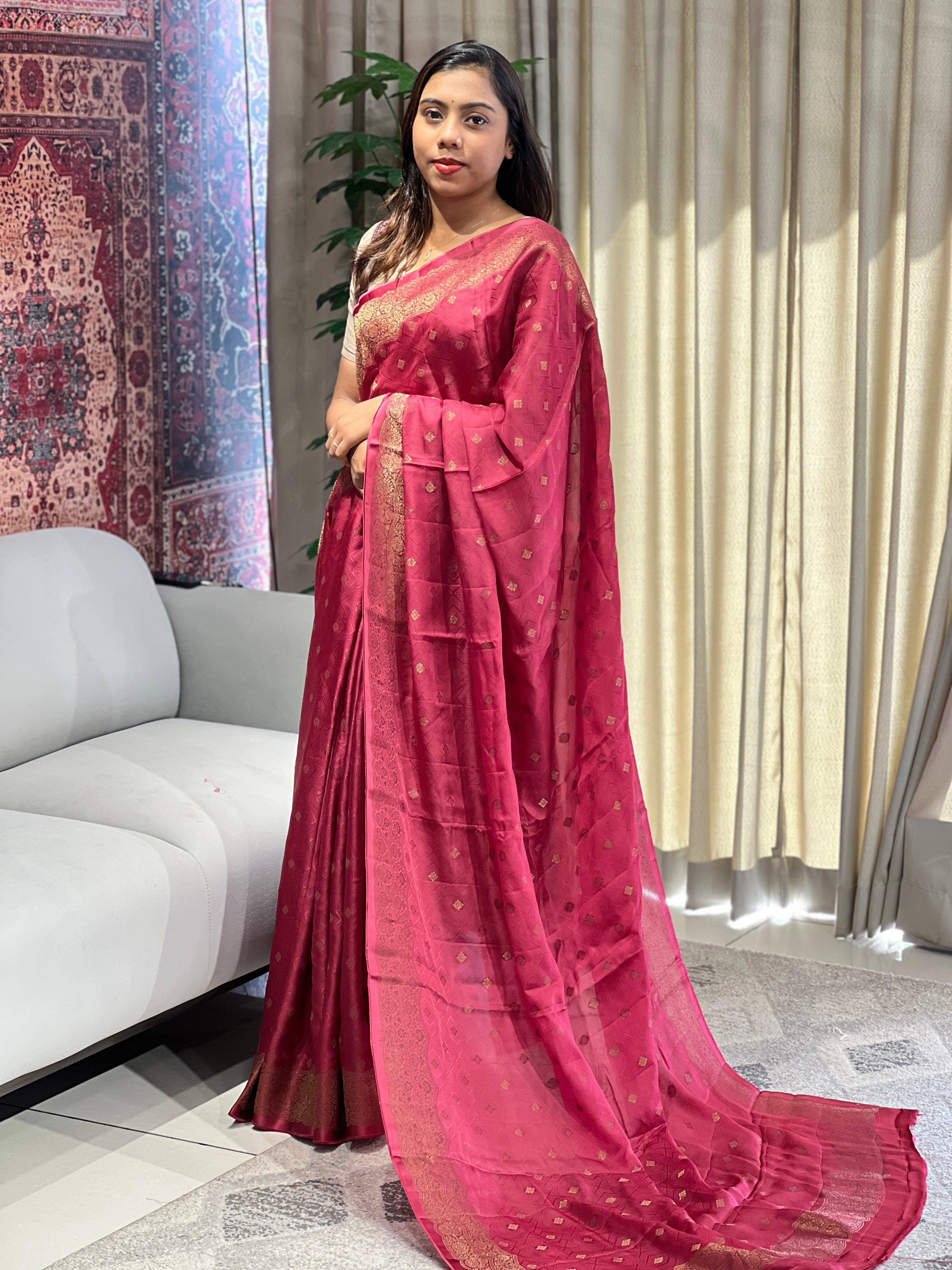 Golden Zari Woven Banarasi Silk Saree | YNG705