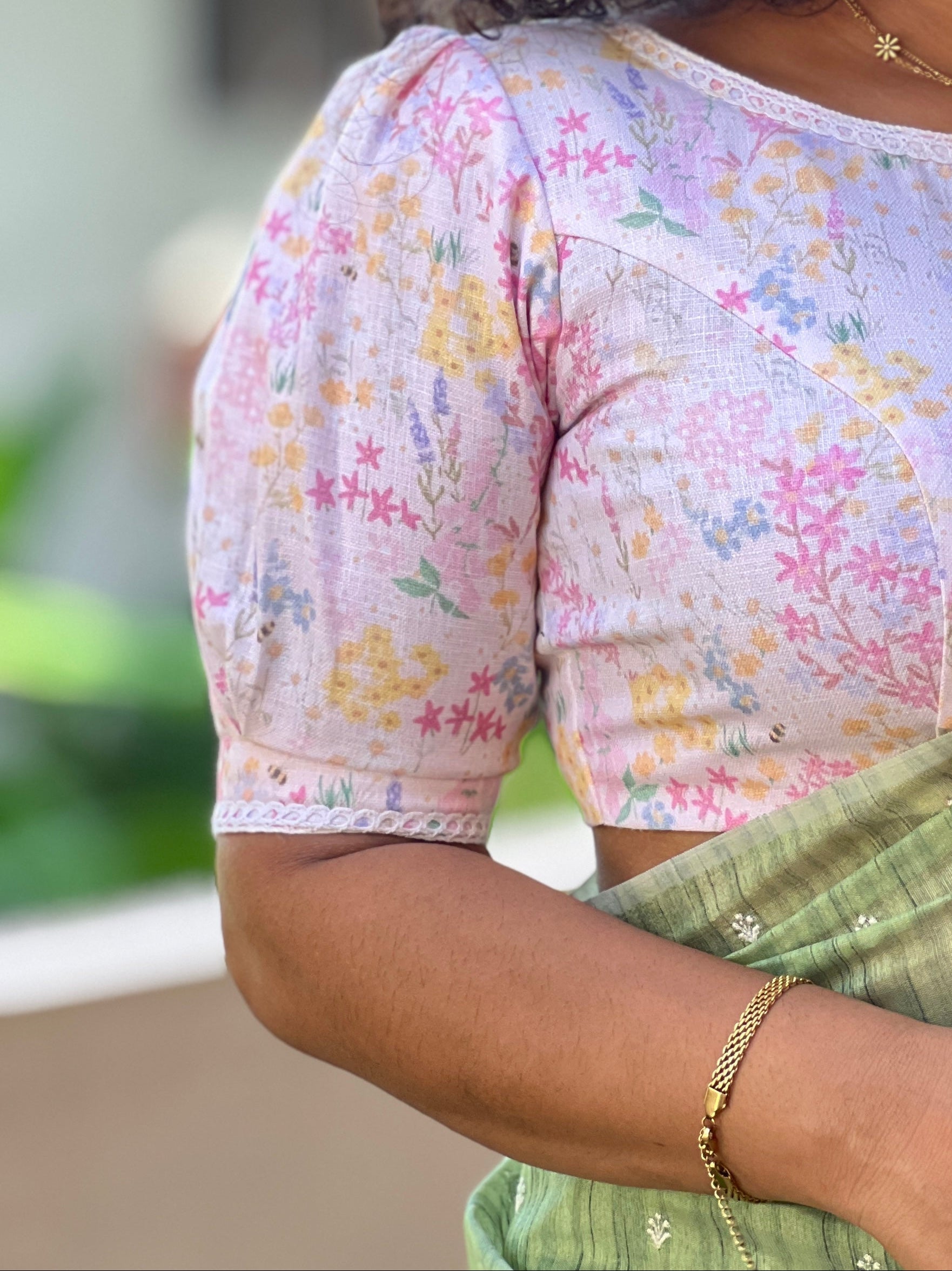Floral Digital Printed Linen Unstitched Blouse | BM164
