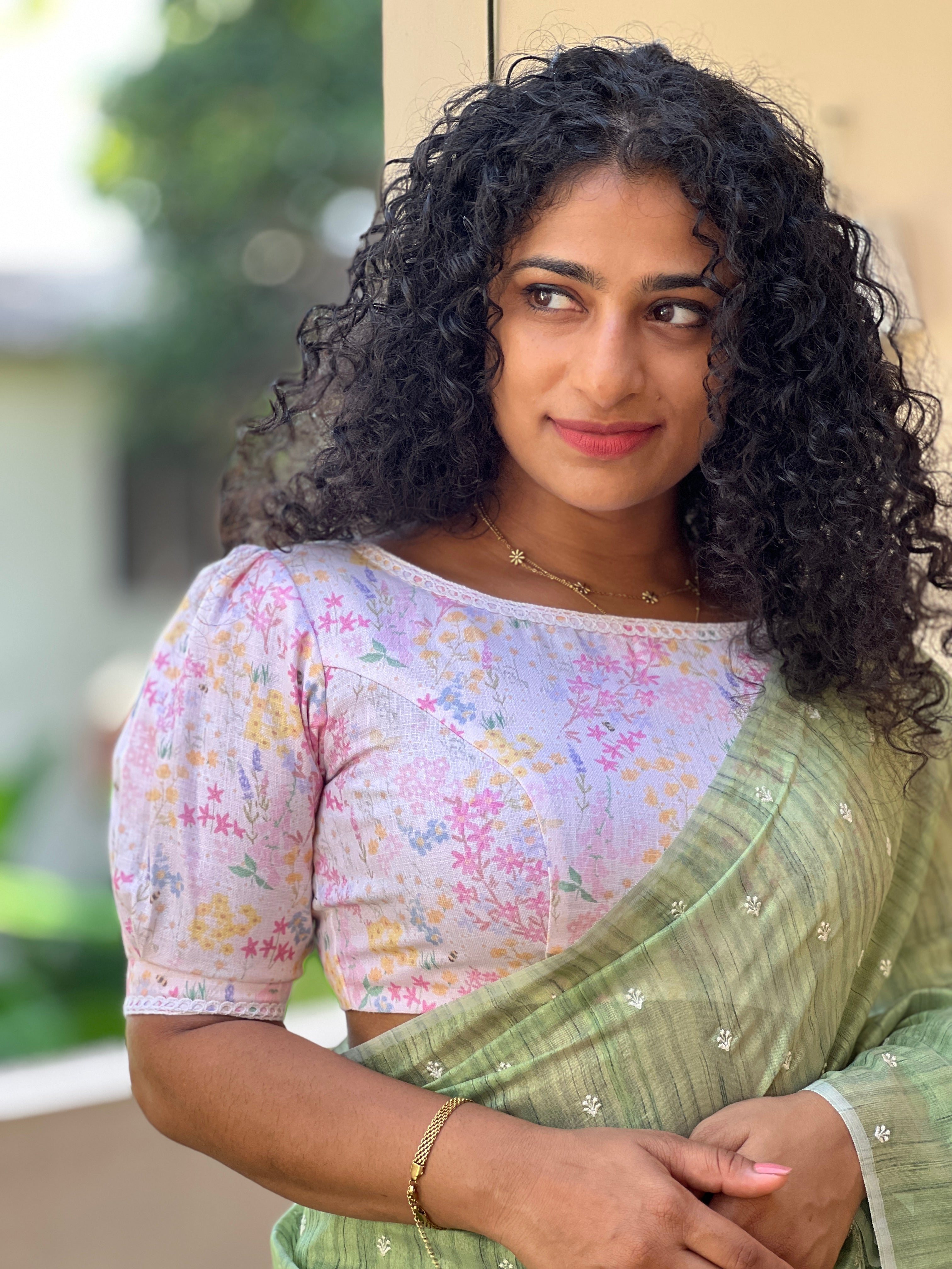 Floral Digital Printed Linen Unstitched Blouse | BM164