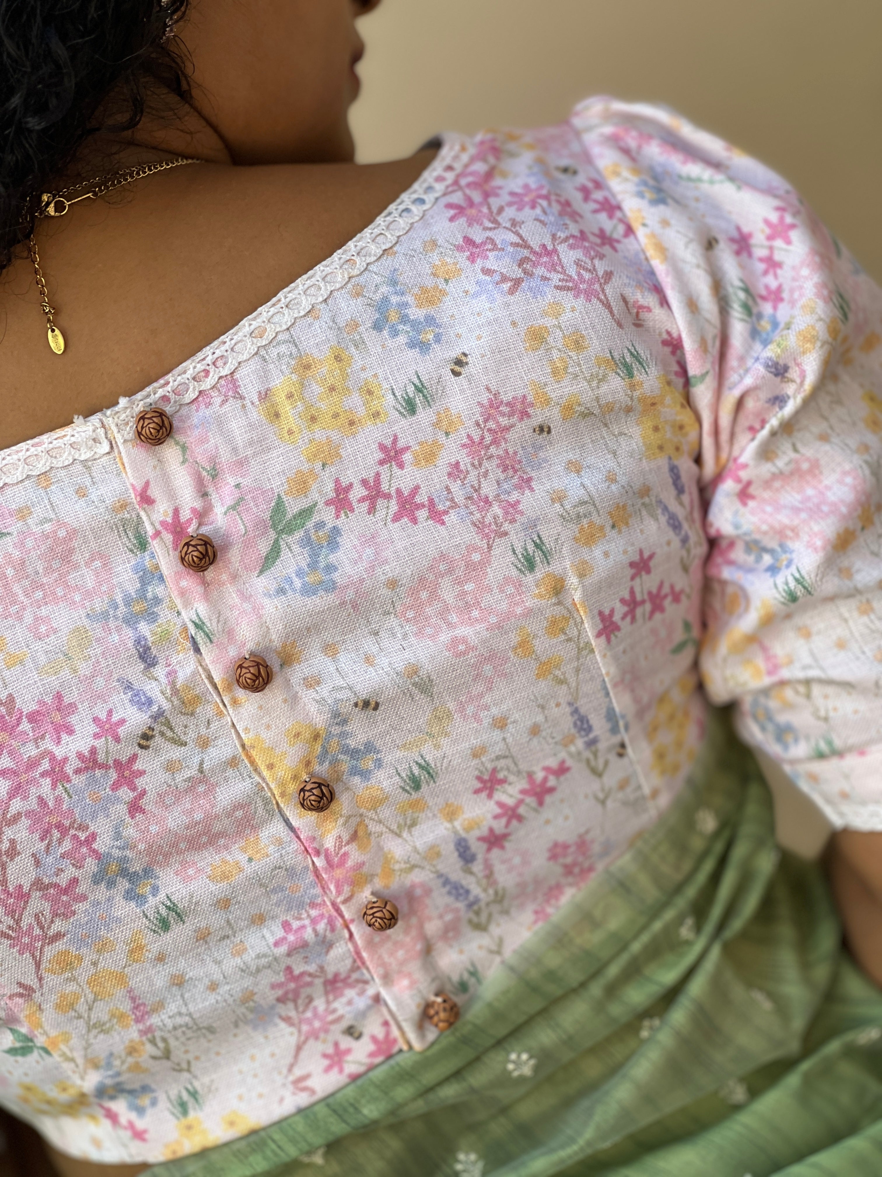Floral Digital Printed Linen Unstitched Blouse | BM164