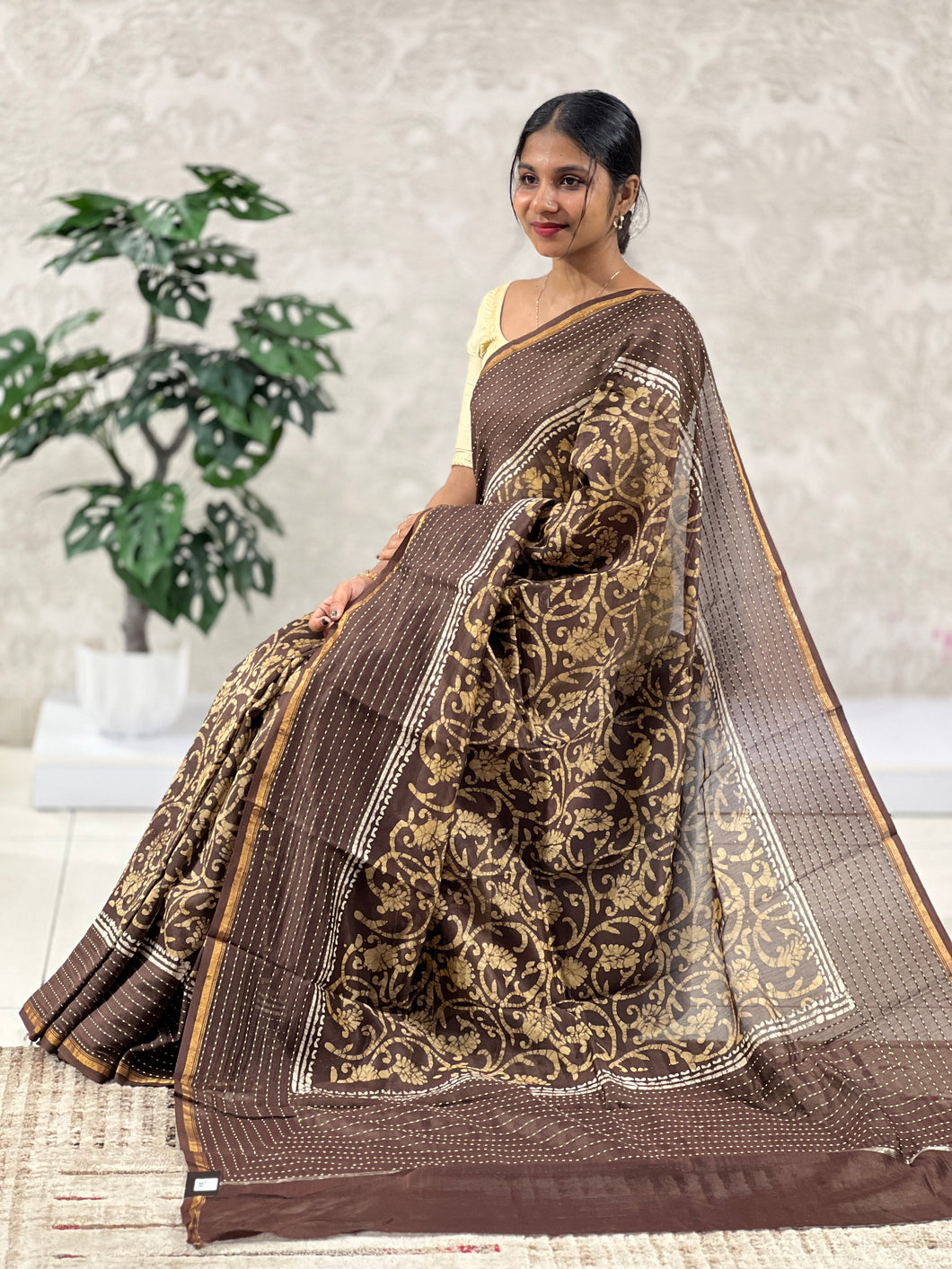 Batik Printed Chanderi Silk Saree | RGD426