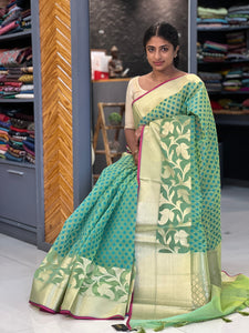 Teal green and blue color orgnaza saree | AS499