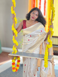 Tissue Weaved Diamond Patterned Semi Silk Saree | HT238