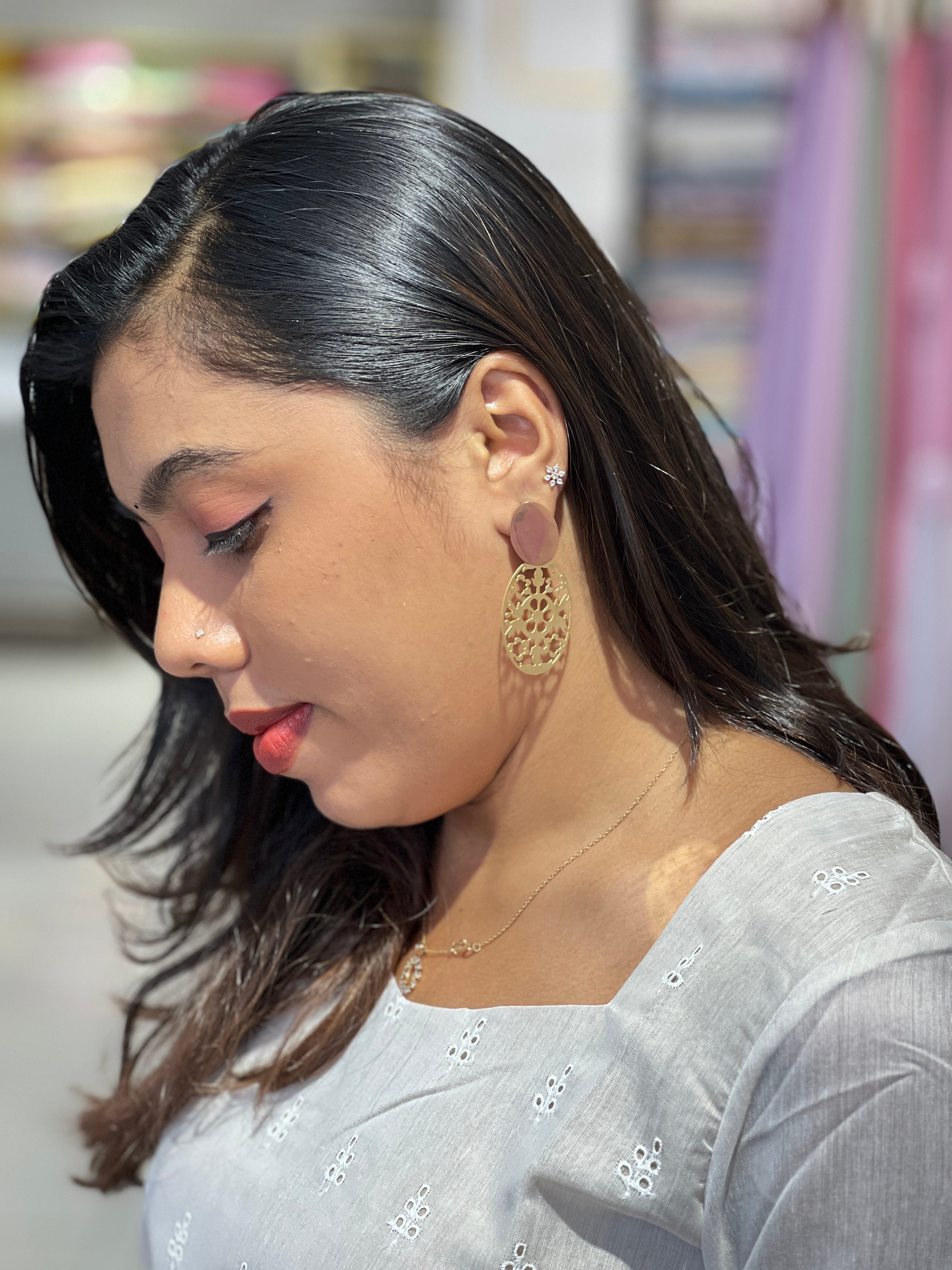Floral Cutwork Drop Earrings | JE123