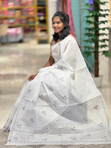 Floral Machine Embroidered Organdy Saree | VNC121