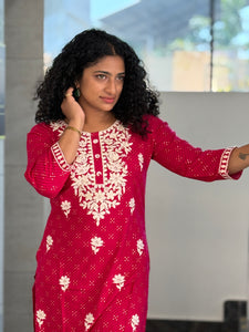 Chikankari Hand Embroidered Rayon Kurta | PIR114