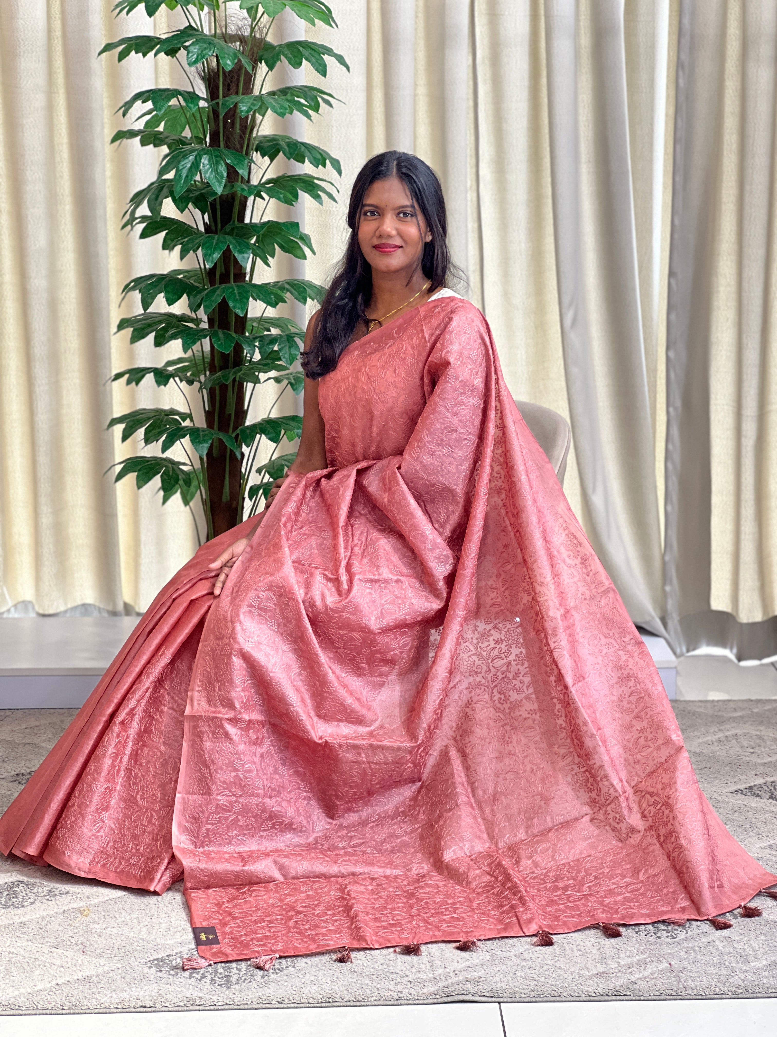Embroidered Pattern Tussar Saree | ZSS109