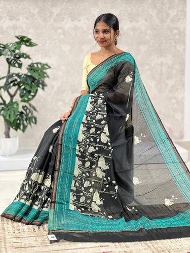 Pichwai Inspired Print Design Silk Chanderi Saree | RGD436