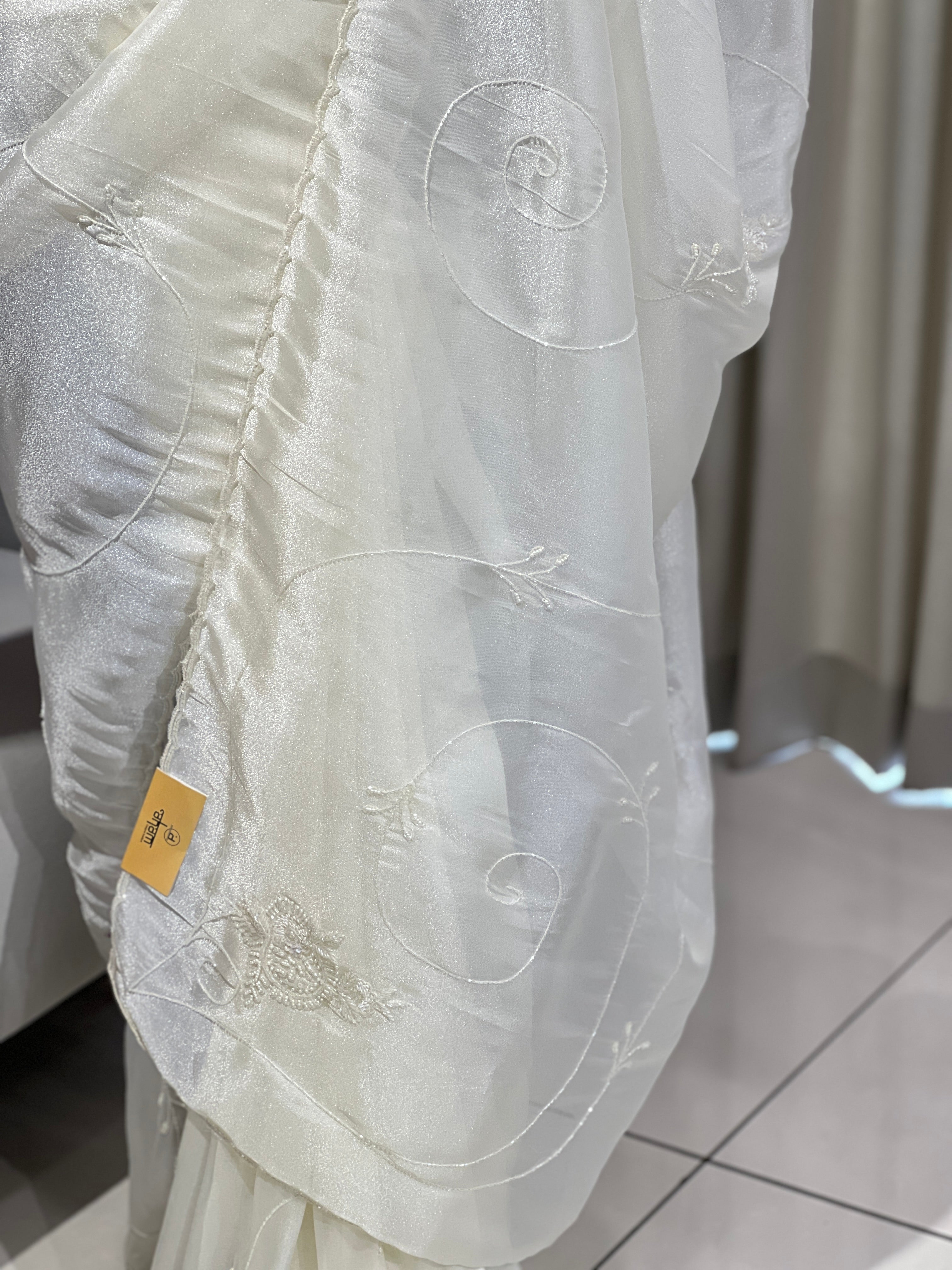 Sequins & Beads Worked Shimmer Organza Saree | SGS137