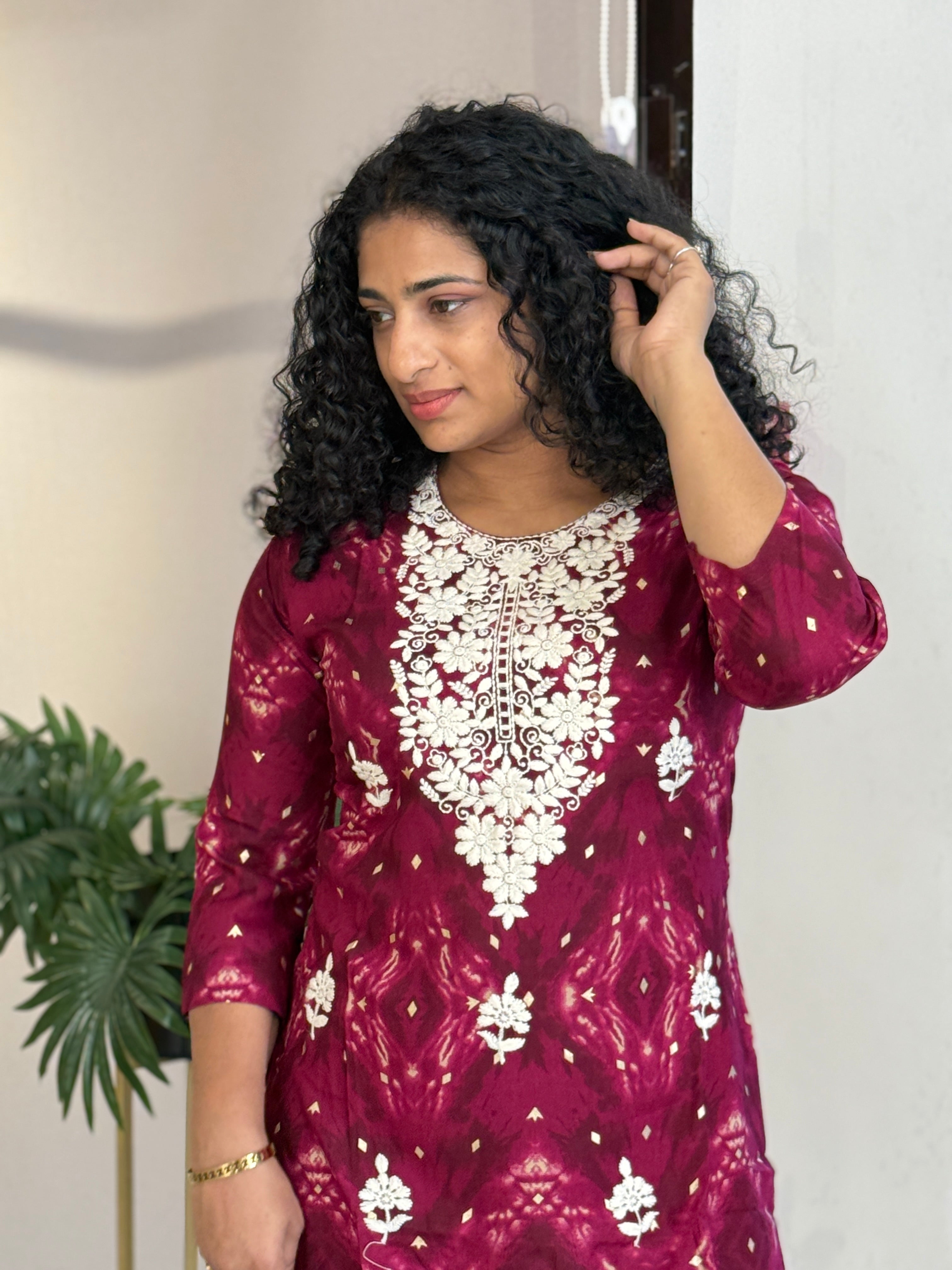 Chikankari Hand Embroidered Rayon Kurta | PIR112