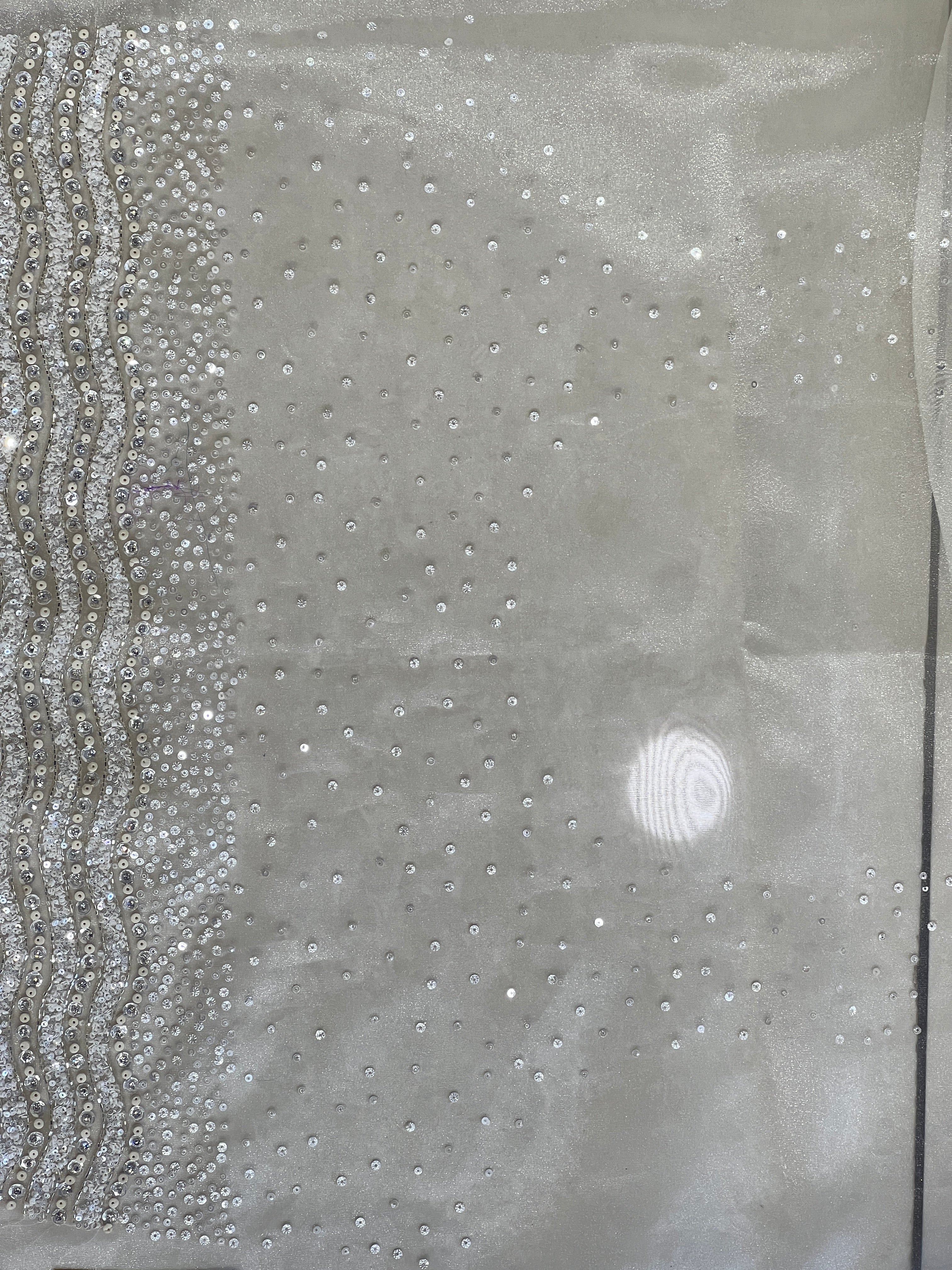 Sequins & Beads Worked Pure Shimmer Organza Saree | SGS140