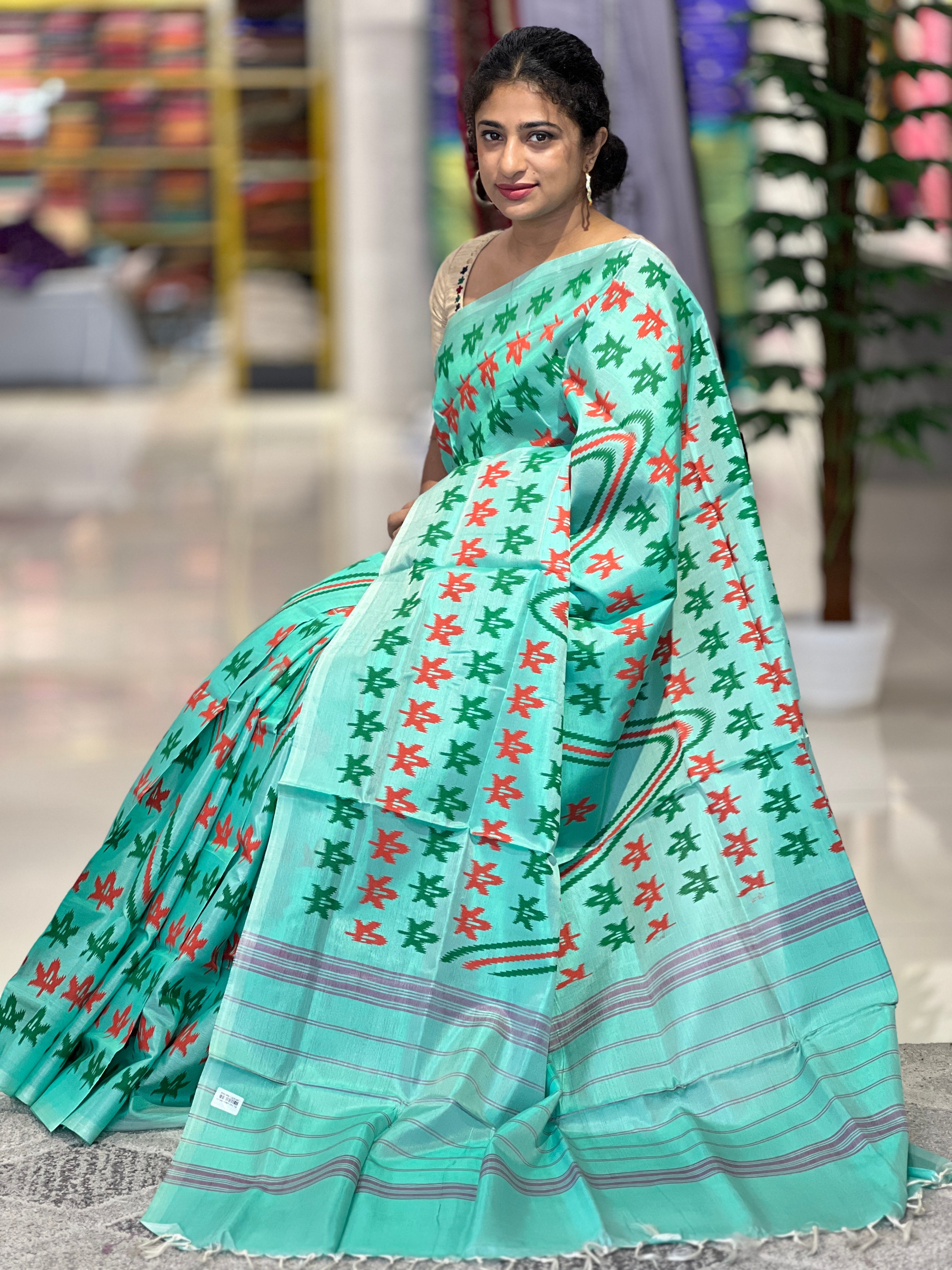 Screen Printed Banana Pith Saree | VR167