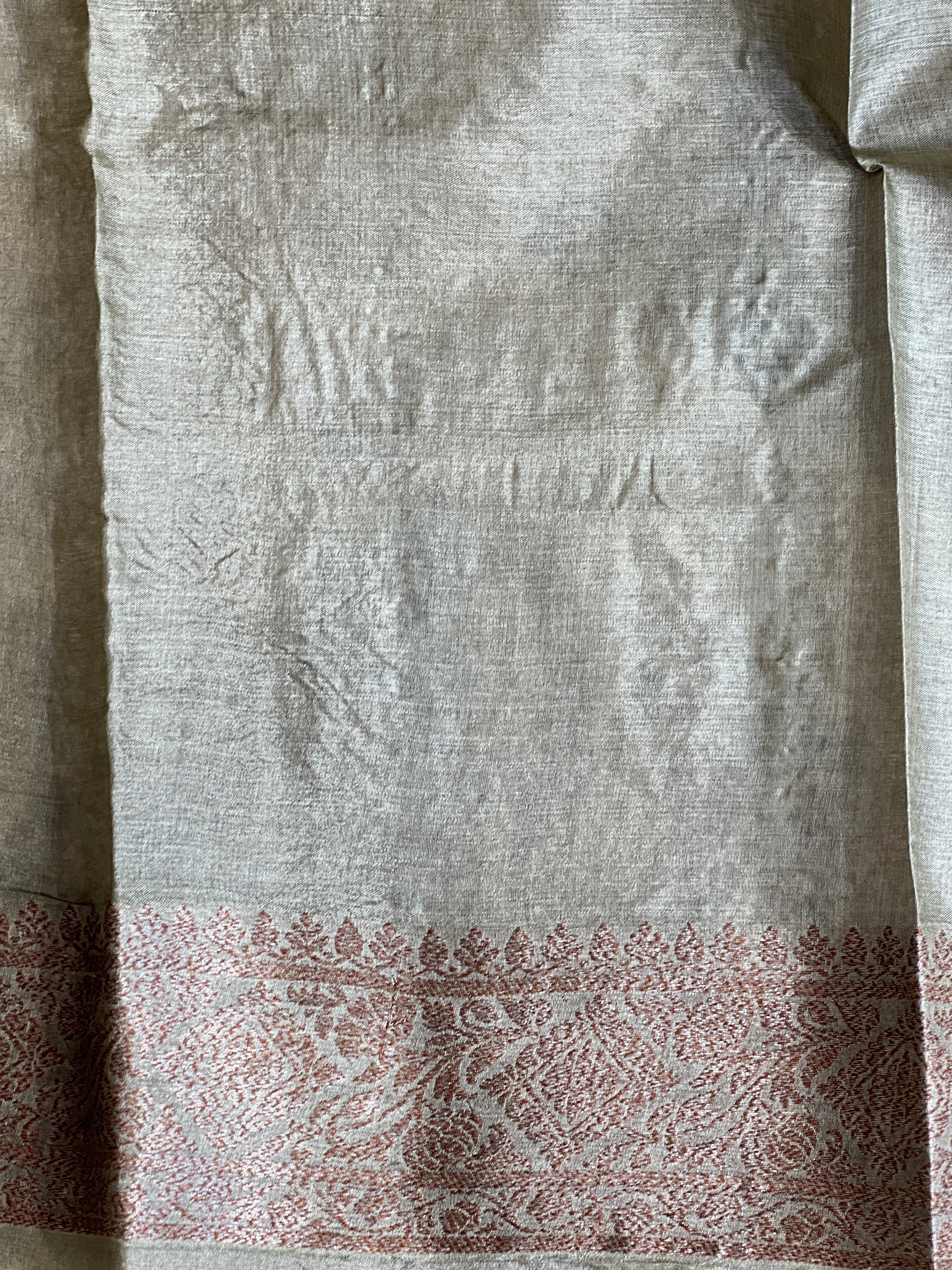 Check Patterned Embroidered Tussar Saree | ZSS105