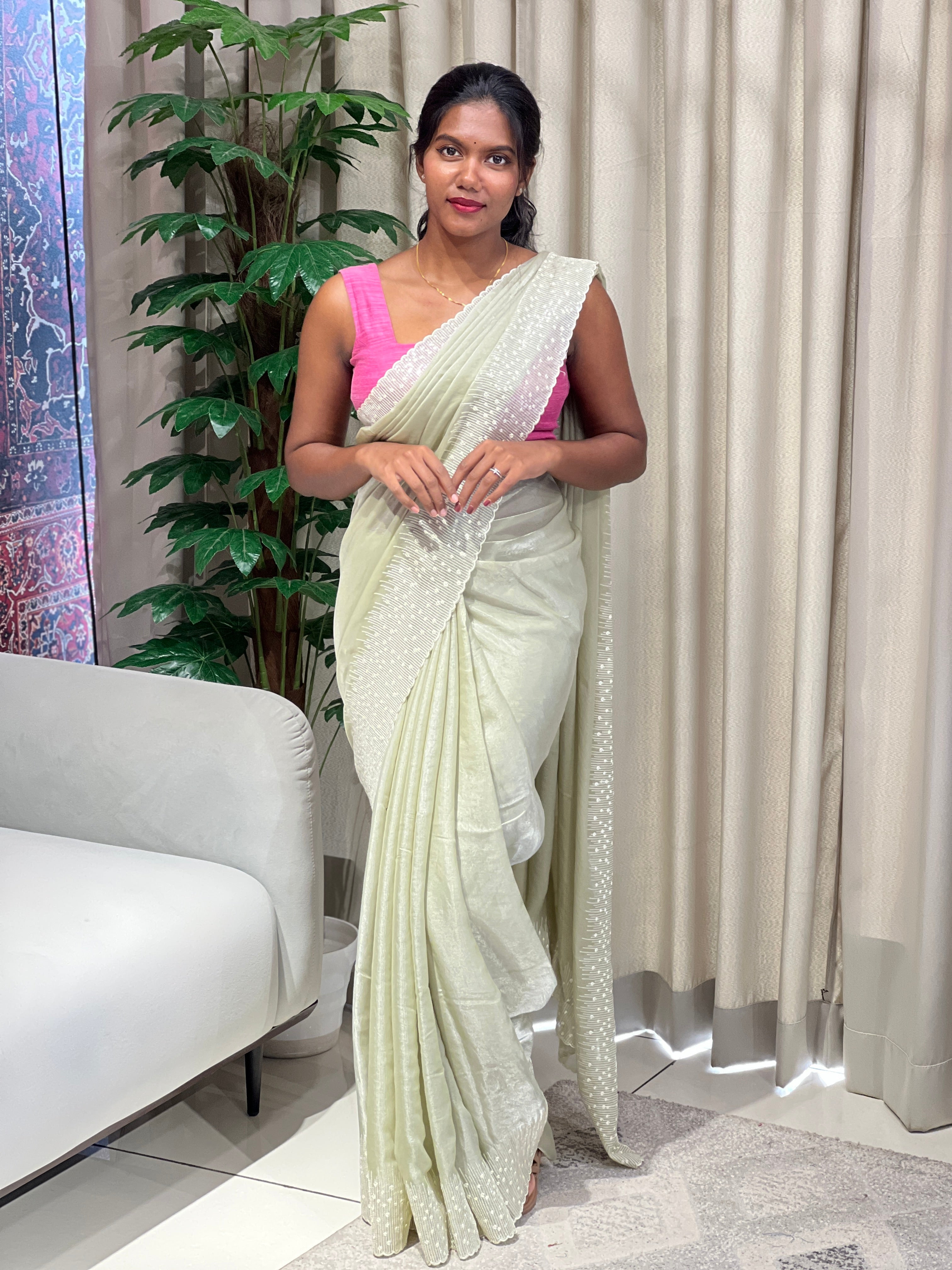 Machine Embroidery Detailed Velvet Georgette Saree | BLD1765