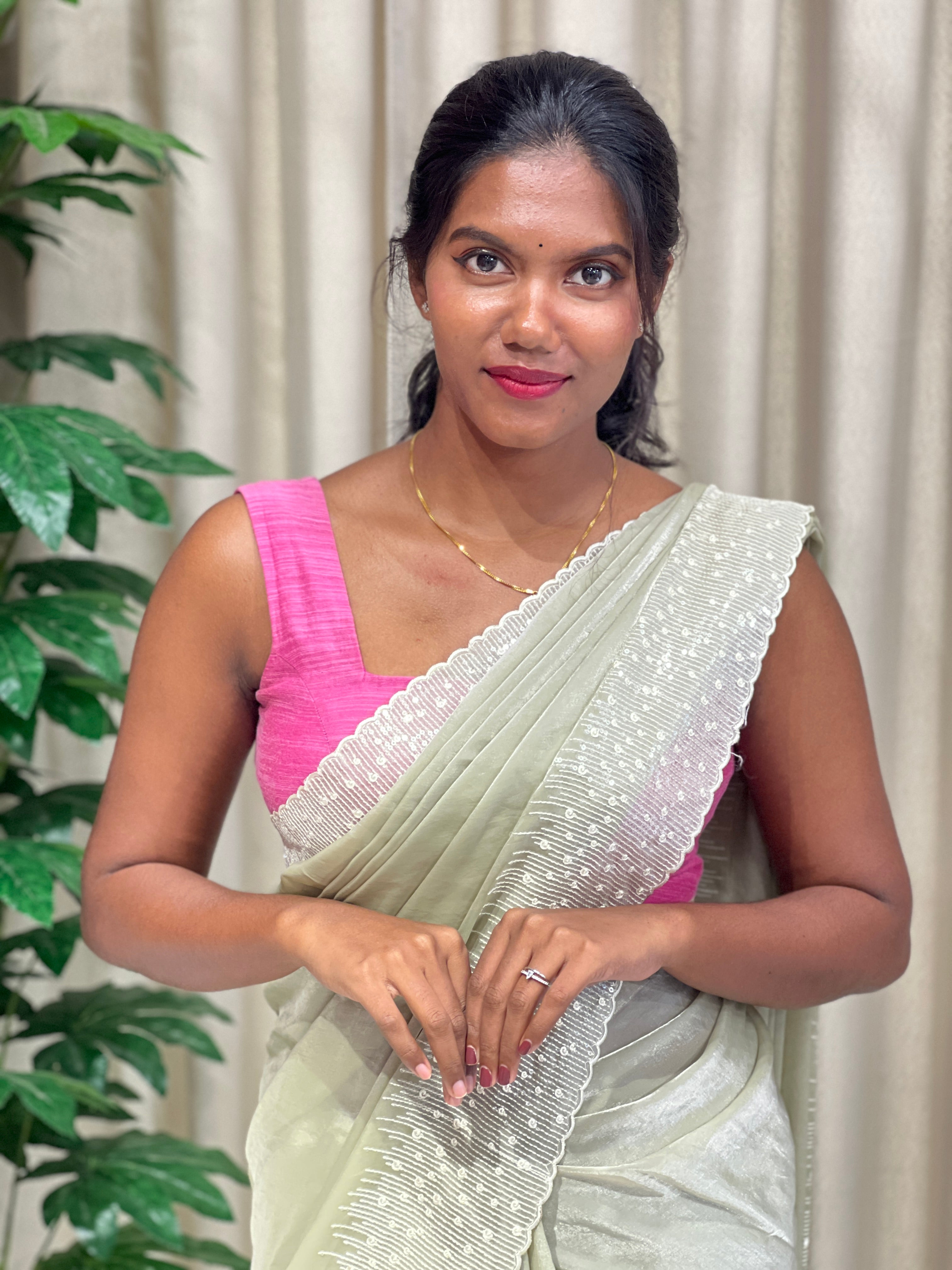 Machine Embroidery Detailed Velvet Georgette Saree | BLD1765