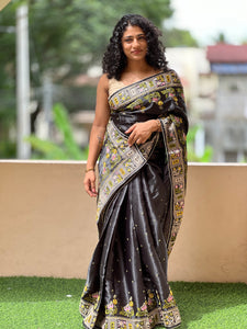 Machine Embroidered  Dola Silk Saree | RP449