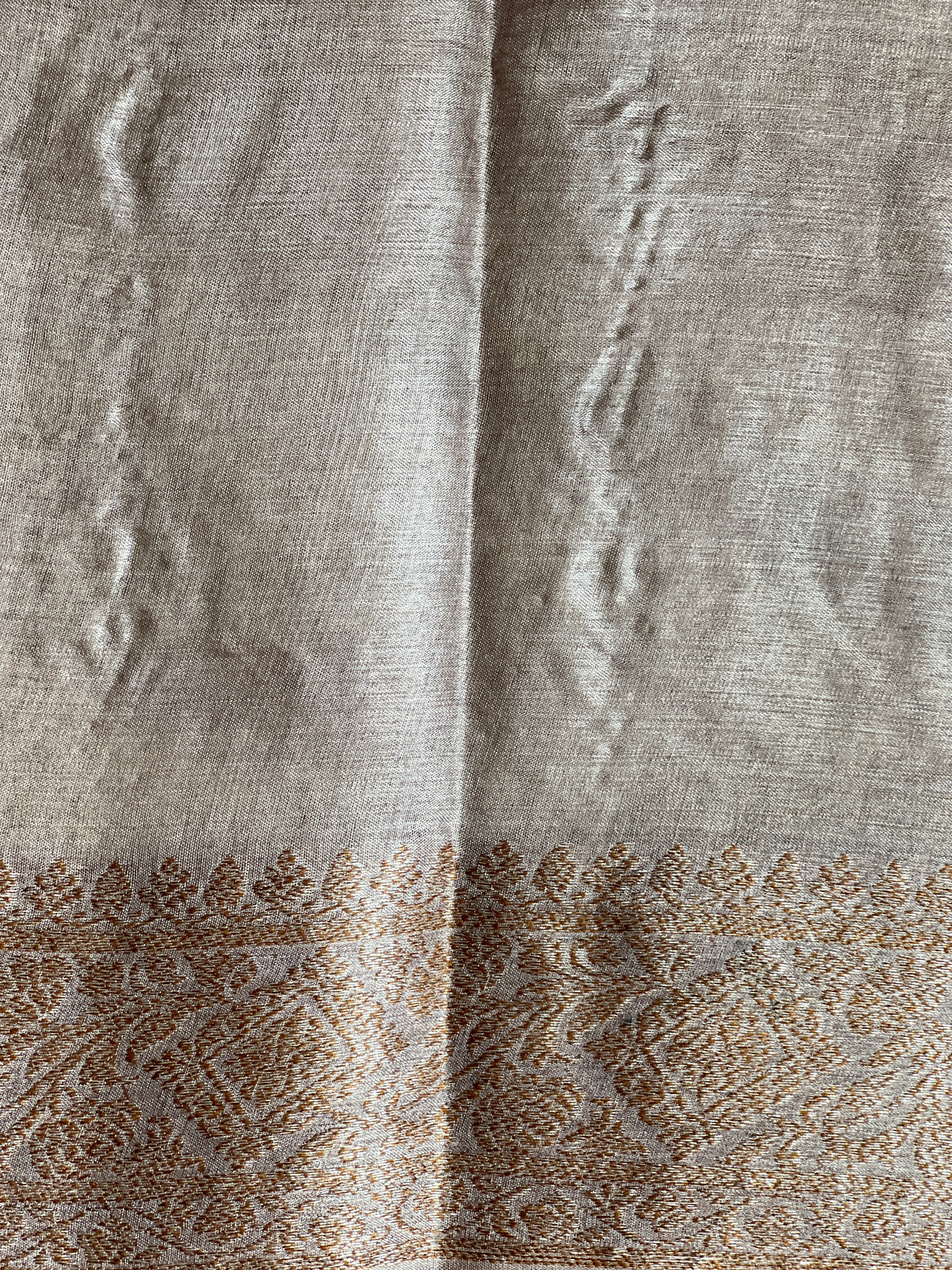 Check Patterned Embroidered Tussar Saree | ZSS106