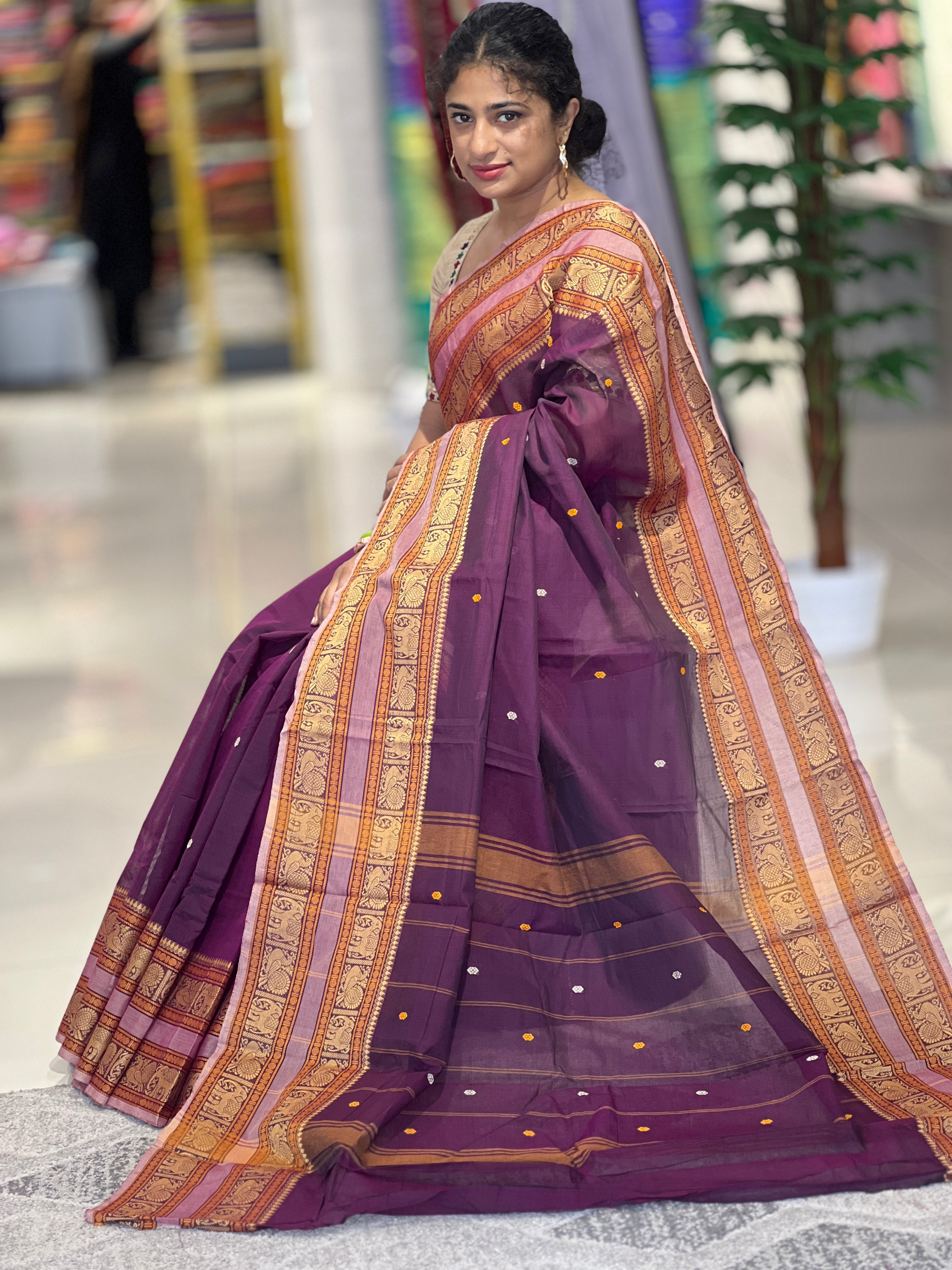Buta Weaved Kanchi Cotton  Saree | VR126