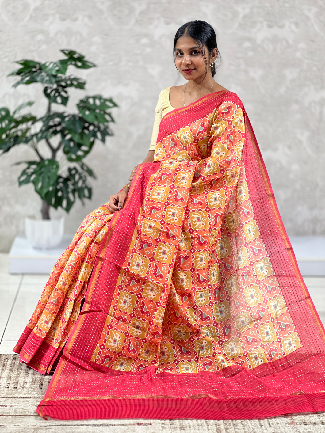 Patola Design Silk Chanderi Saree | RGD453