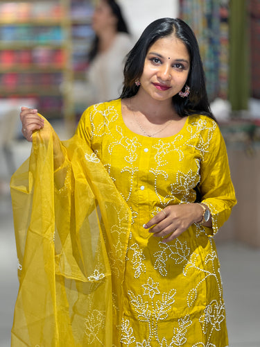 Hand Embroidery Muslin Finish Kurta Set | FW309