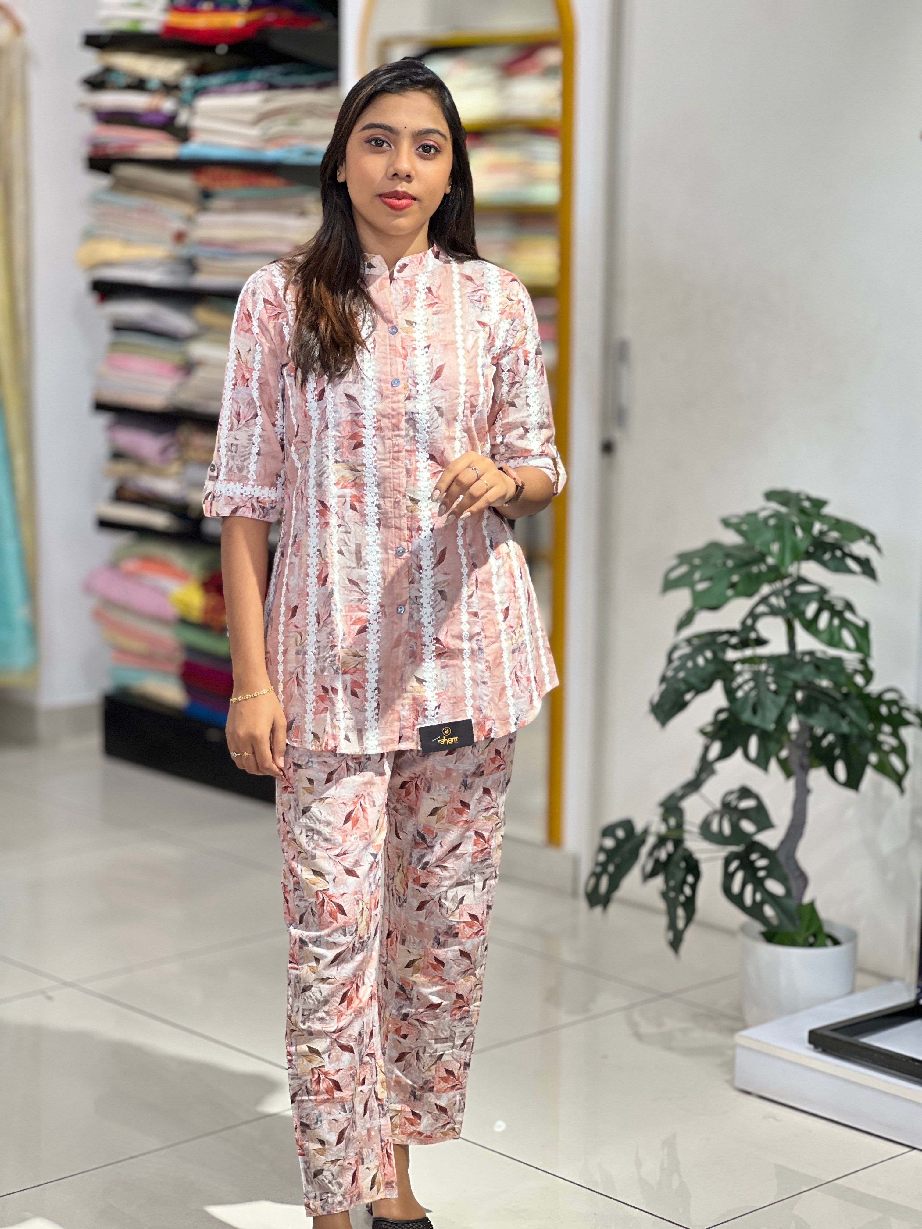 Print With Embroidery Detailed Chanderi Kurta Set | AKE104