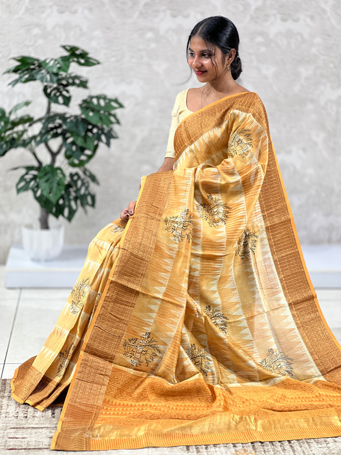 Floral Printed Design Silk Chanderi Saree | RGD528