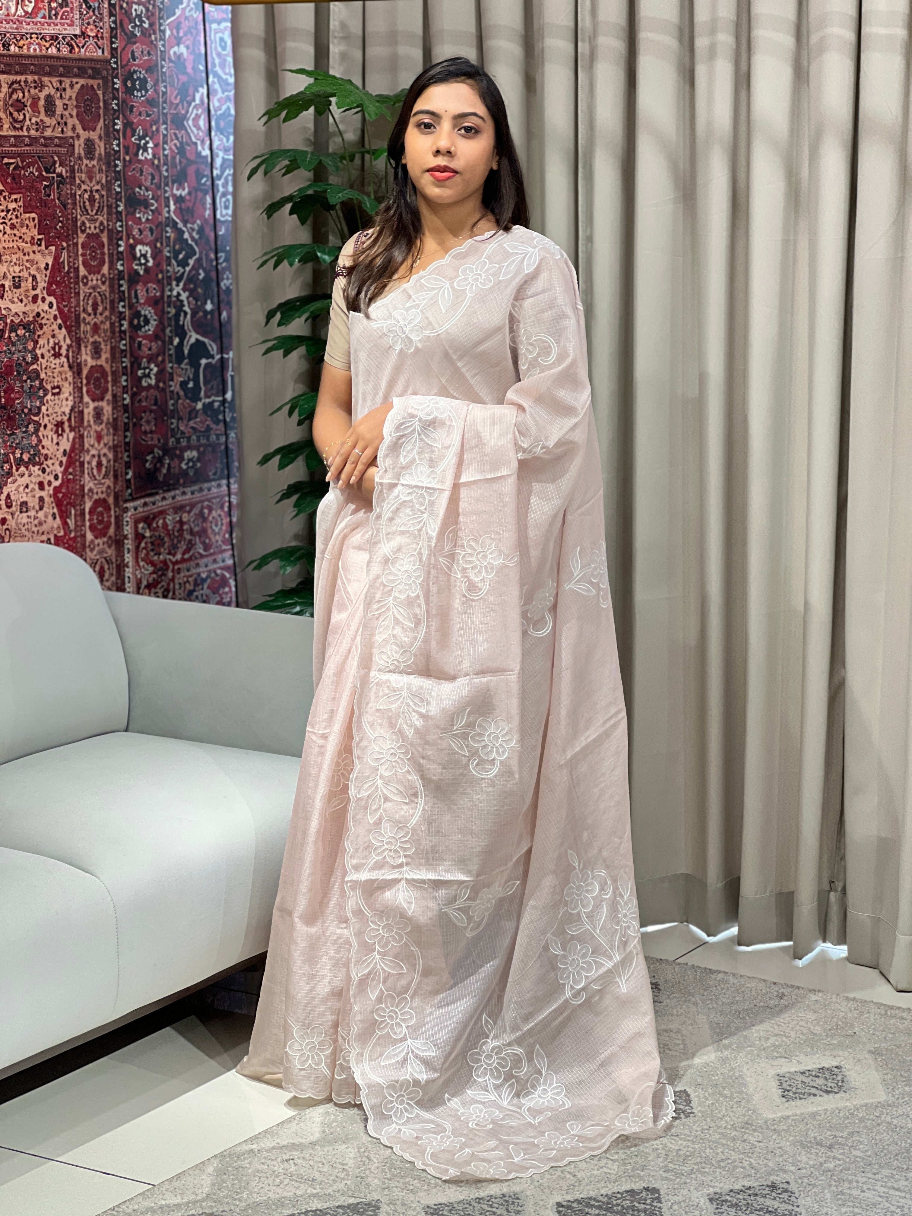 Floral Applique Detailed Silky Kota Saree | BLD1810