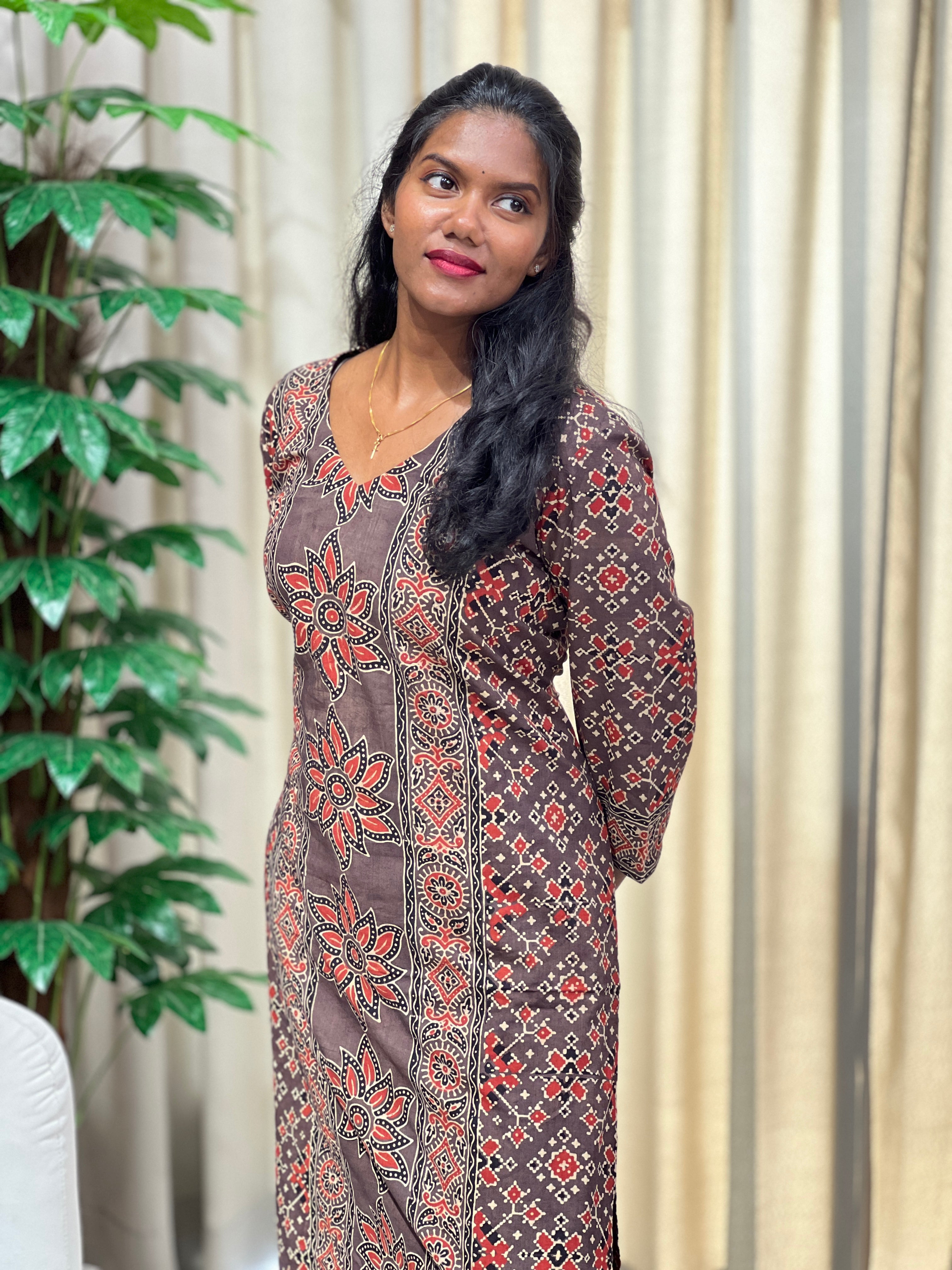 Ajrakh Printed Cotton Kurta Set | DNT1094