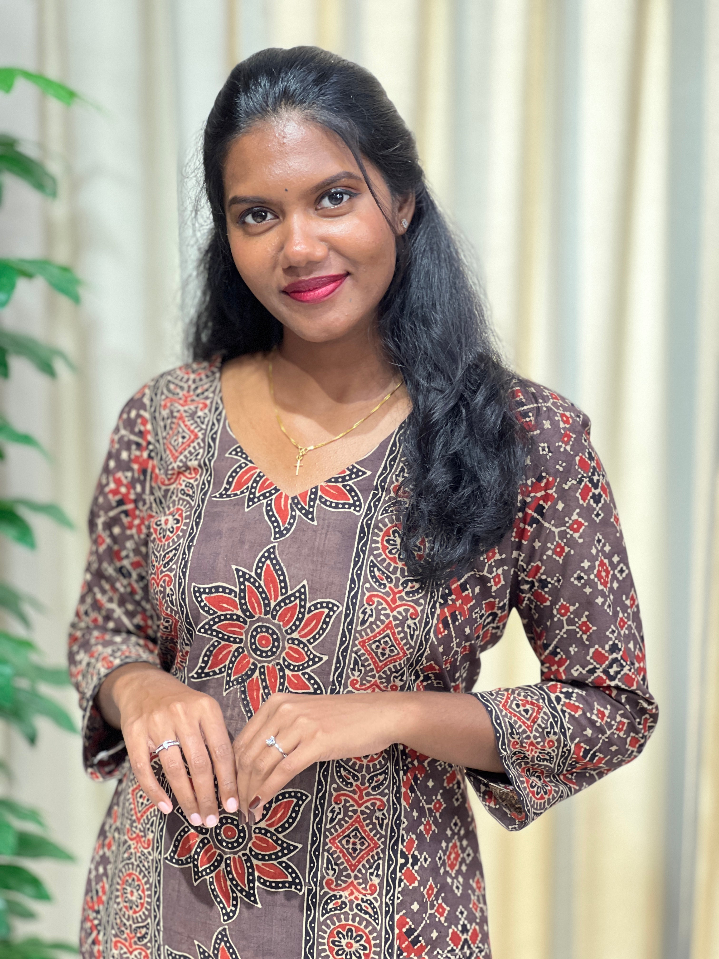 Ajrakh Printed Cotton Kurta Set | DNT1094